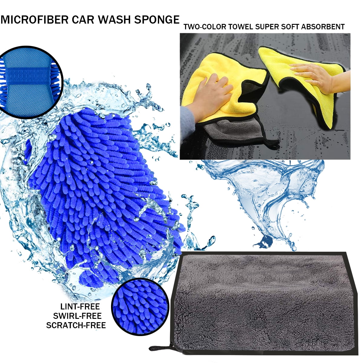 Car Wash Kit, Car Cleaning Tools Kit, Detailing Interiors Premium Microfiber Cleaning Cloth
