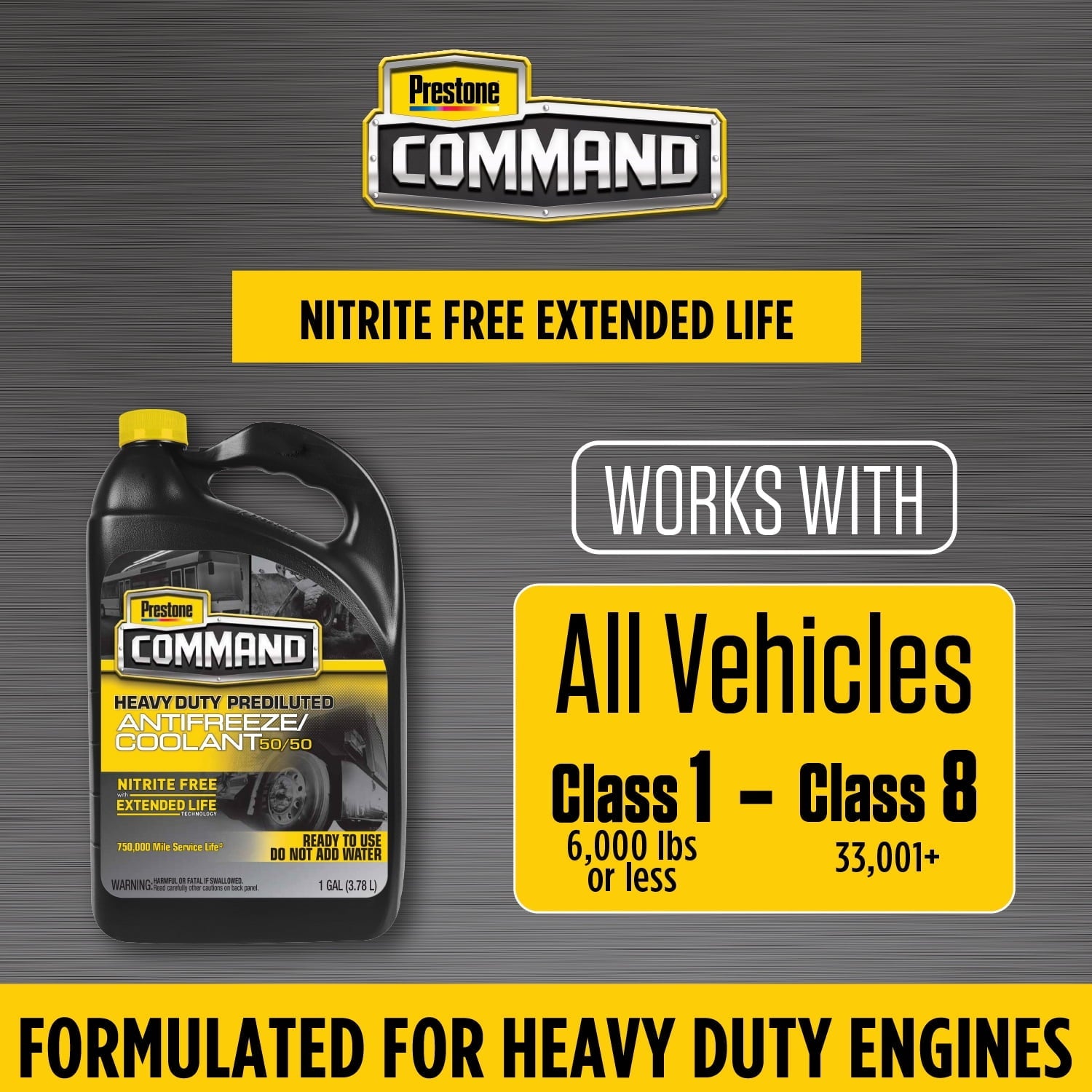 Prestone Command Heavy Duty Nitrite Free Extended Life Concentrate Antifreeze/Coolant 1 gal.