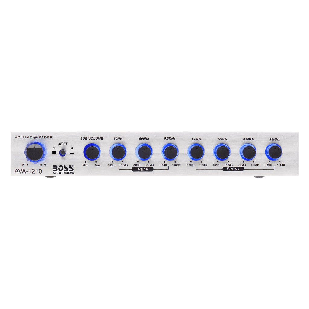 BOSS Audio Systems AVA1210 Car Audio Equalizer 7 Band Pre-Amp With Gold-Plated Front/Rear and Subwoofer Outputs, DPS Processor