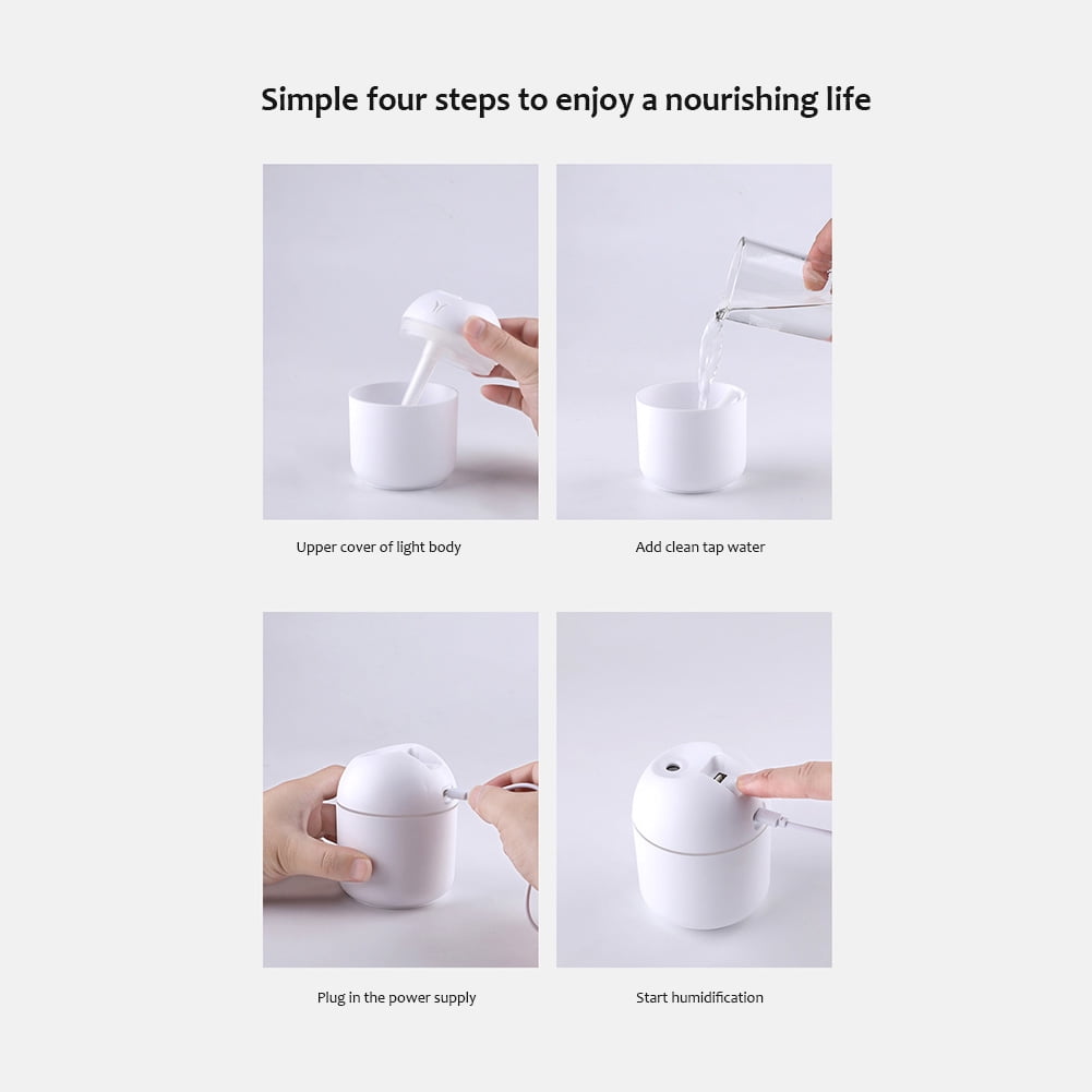 Alloet LED Light Air Humidifier Portable Supplies Fragrance Diffuser for Home (White)