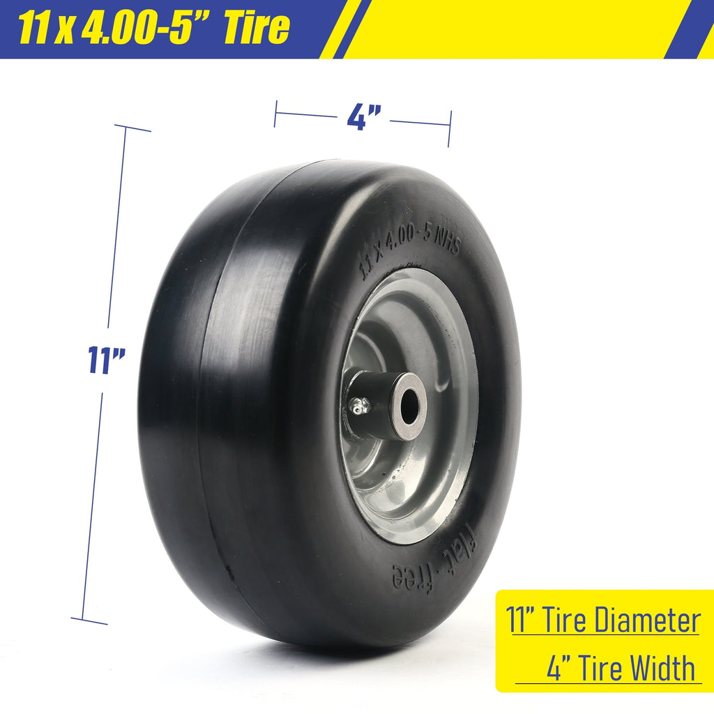 LotFancy 11x4.00-5 in Lawn Mower Tire on Wheel, Flat Free for Zero Turn Mowers