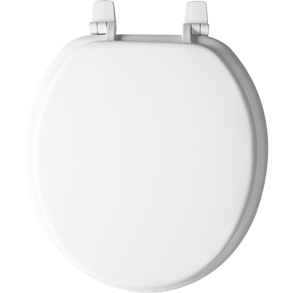 Mayfair Round Soft Toilet Seat in White with Solid Plastic Core with Top-Tite Hinge