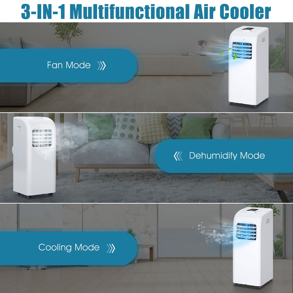 Costway 5500 BTU (8000 ASHRAE) Portable Air Conditioner & Dehumidifier Function Remote W/ Window Kit