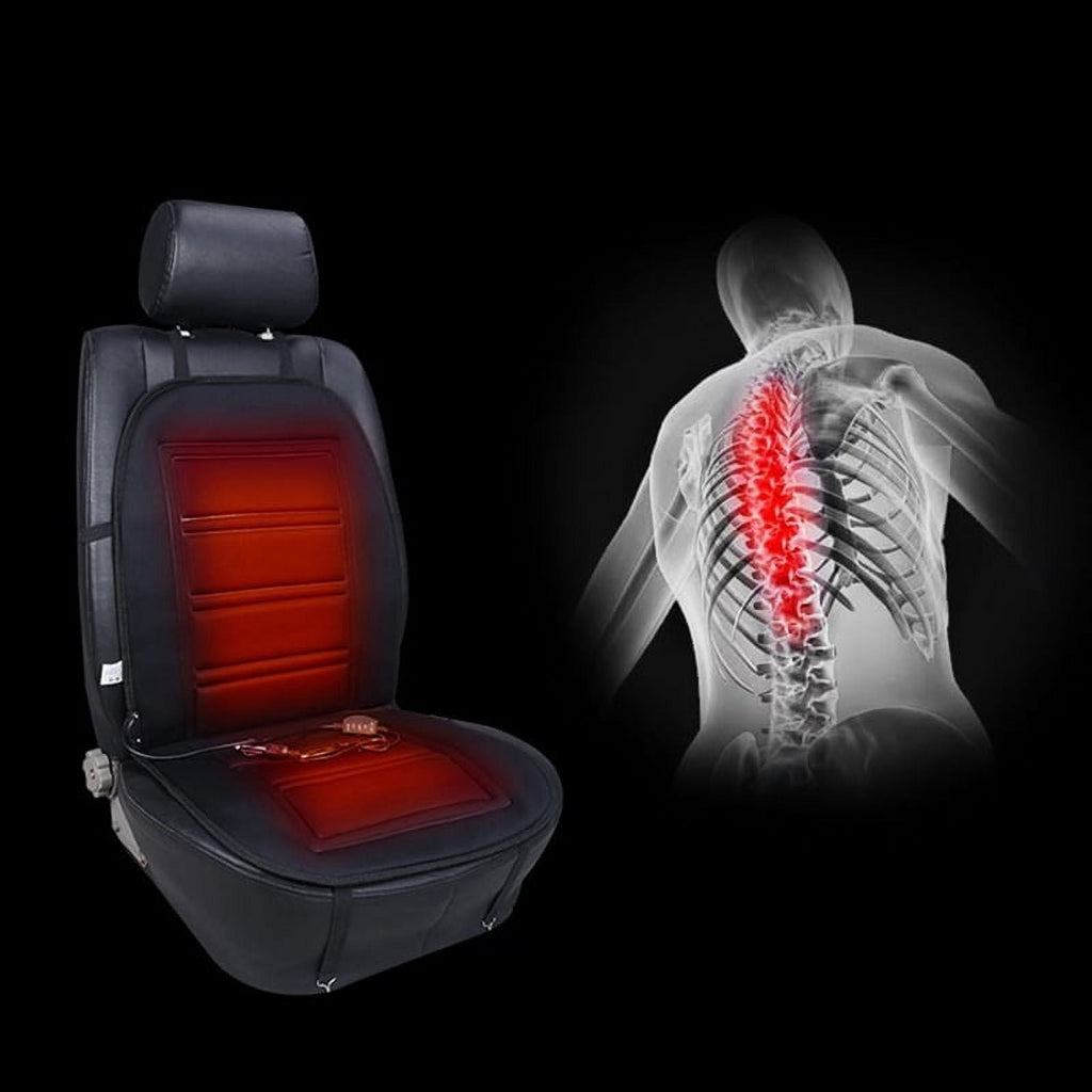 Heated Car Cushion - Auto Cover Warmer Auto Headed With Lumbar Support -Ice Cold Winter Weather Protector Heater Temperature Controller For , Trucks, Suv