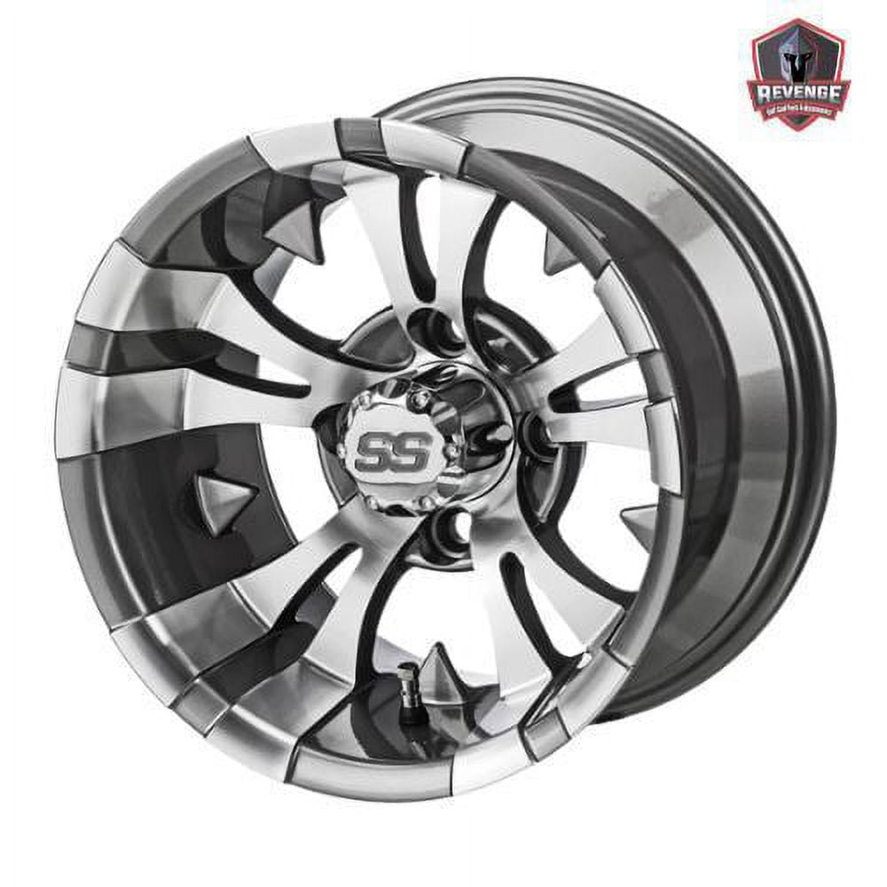 12" Warlock Gun Metal Golf Cart Wheels and Tires Combo (215/35-12) Set of 4