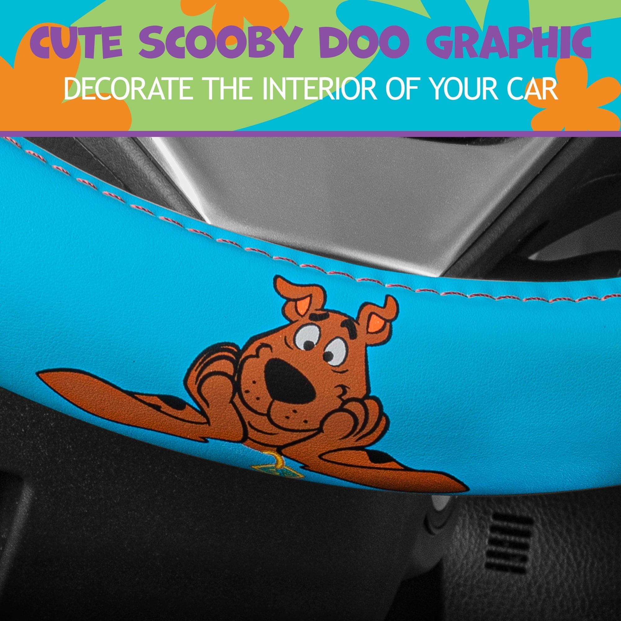 Scooby Doo Car Steering Wheel Cover - Universal Fit Steering Wheel Cover with Officially Licensed Warner Brothers Graphics, Great Automotive Accessory Gift Idea for Fans