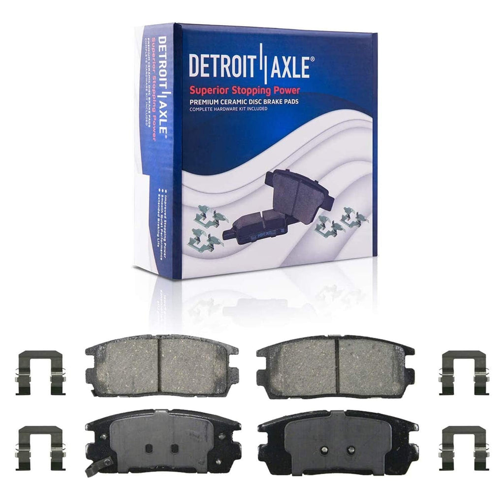 Detroit Axle - Front Rear Drilled & Slotted Disc Brake Rotor Pad + Wheel Bearing and Hub Assembly Replacement for 2010-2016 Chevy Equinox GMC Terrian - 14pc Set