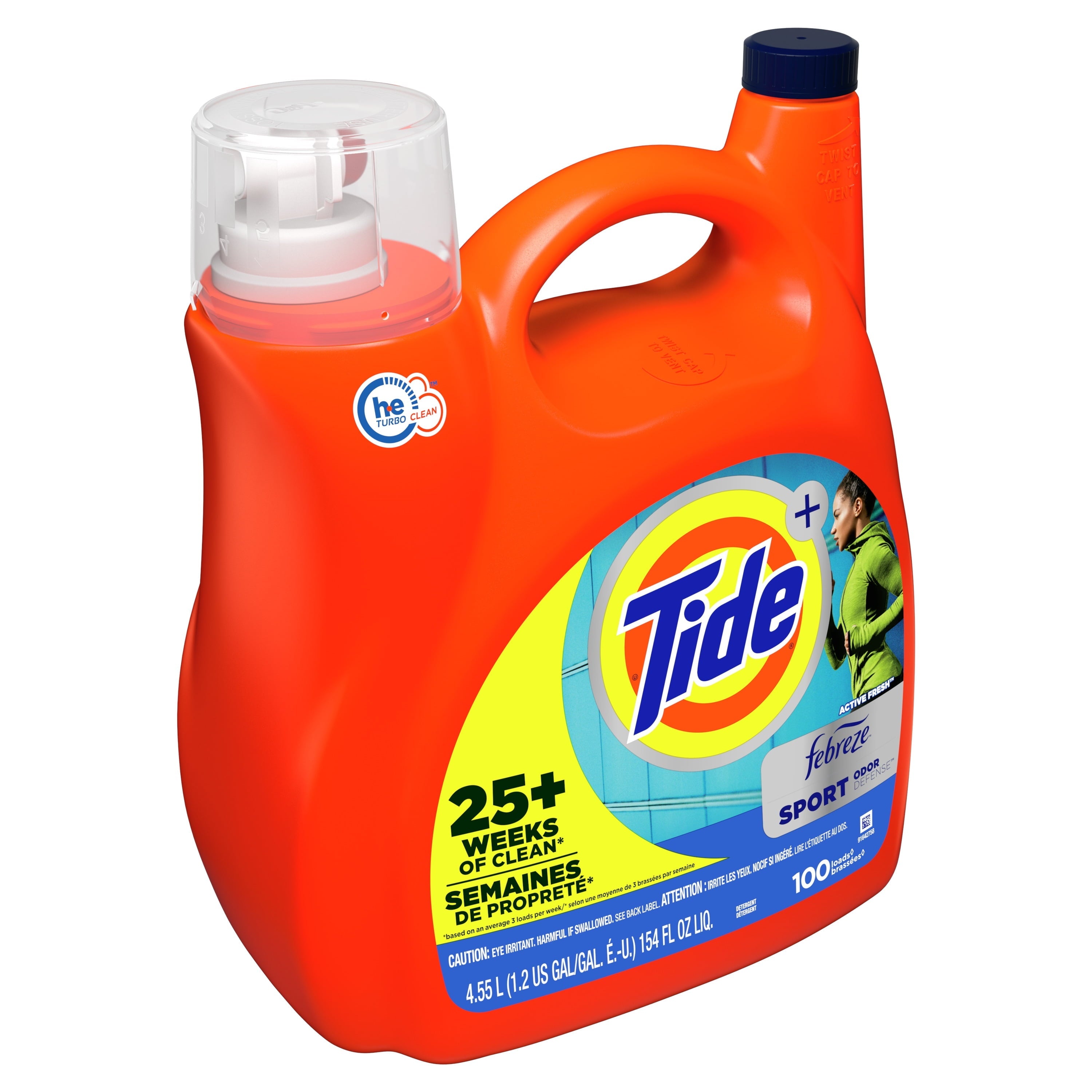 Tide Plus Febreze Sport Odor Defense Liquid Laundry Detergent, 154 fl oz, 100 Loads