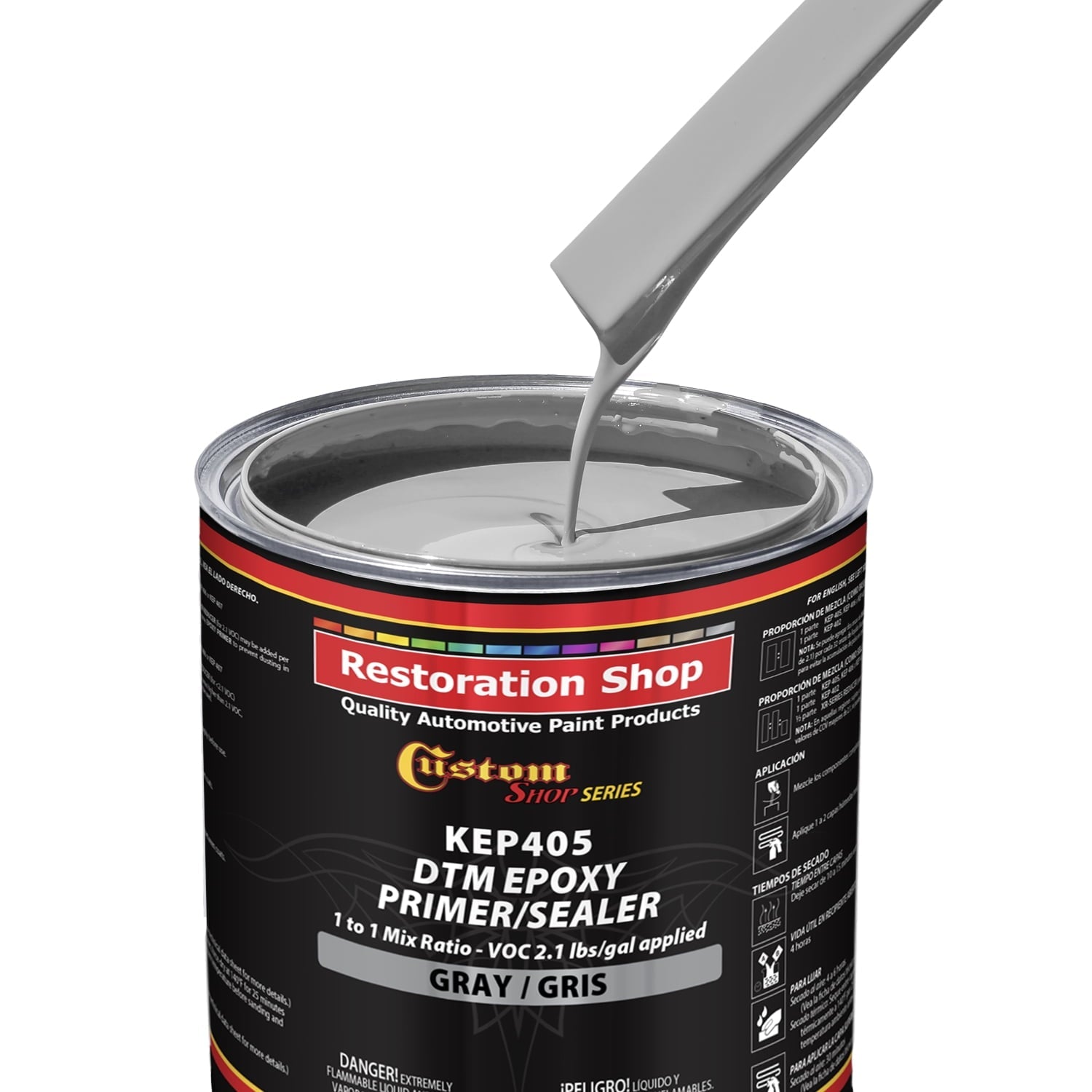 GRAY Epoxy Primer / Sealer 2.1 VOC (QUART KIT) - Anti-Corrosive DTM Direct to Metal Fast Dry Primer