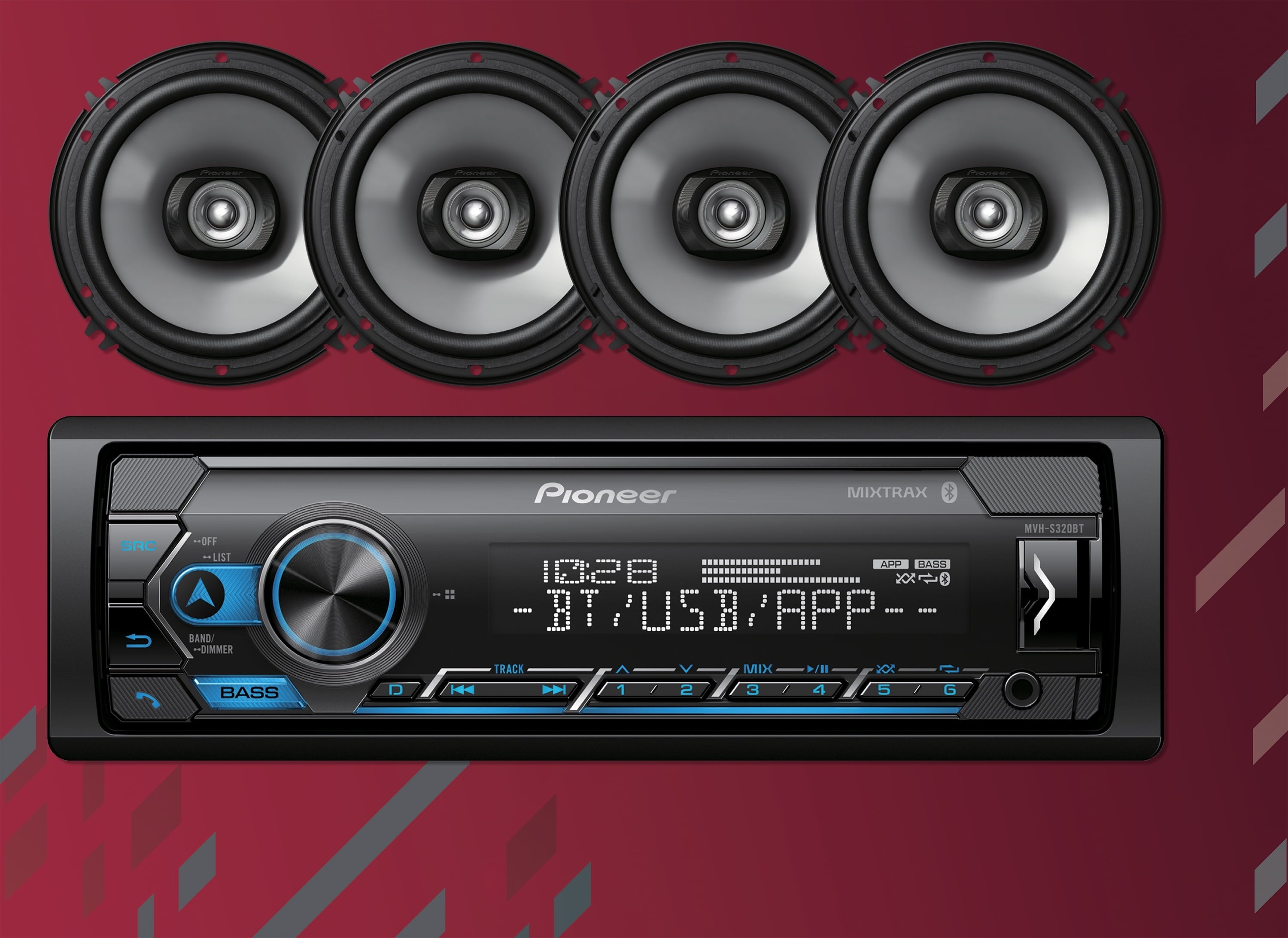 Pioneer MXT-S3266BT Car Audio Bundle