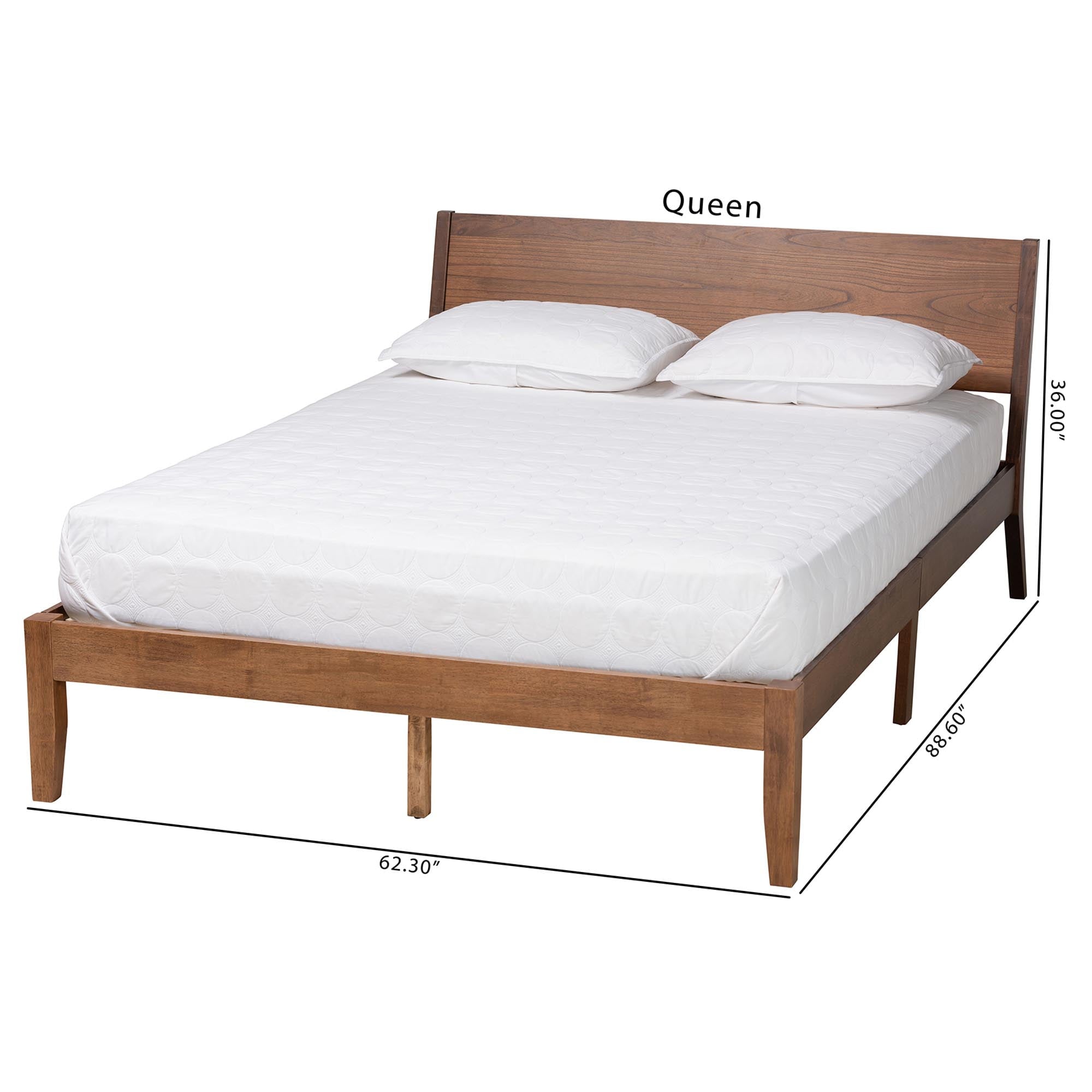 Baxton Studio Salvatore Mid-Century Modern Walnut Brown Finished Wood Queen Size Platform Bed