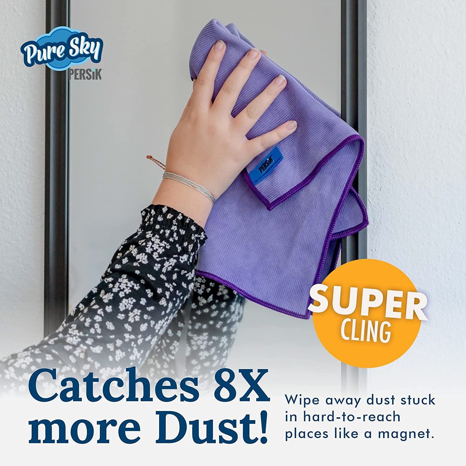 Pure-Sky Car Window Glass Cleaning Cloth - JustAdd Water No Detergents Needed  Streak Free Magic Ultra Microfiber Car Window Cleaner - for Windows, Glass, Mirror and Screen - Leaves no Wiping Marks
