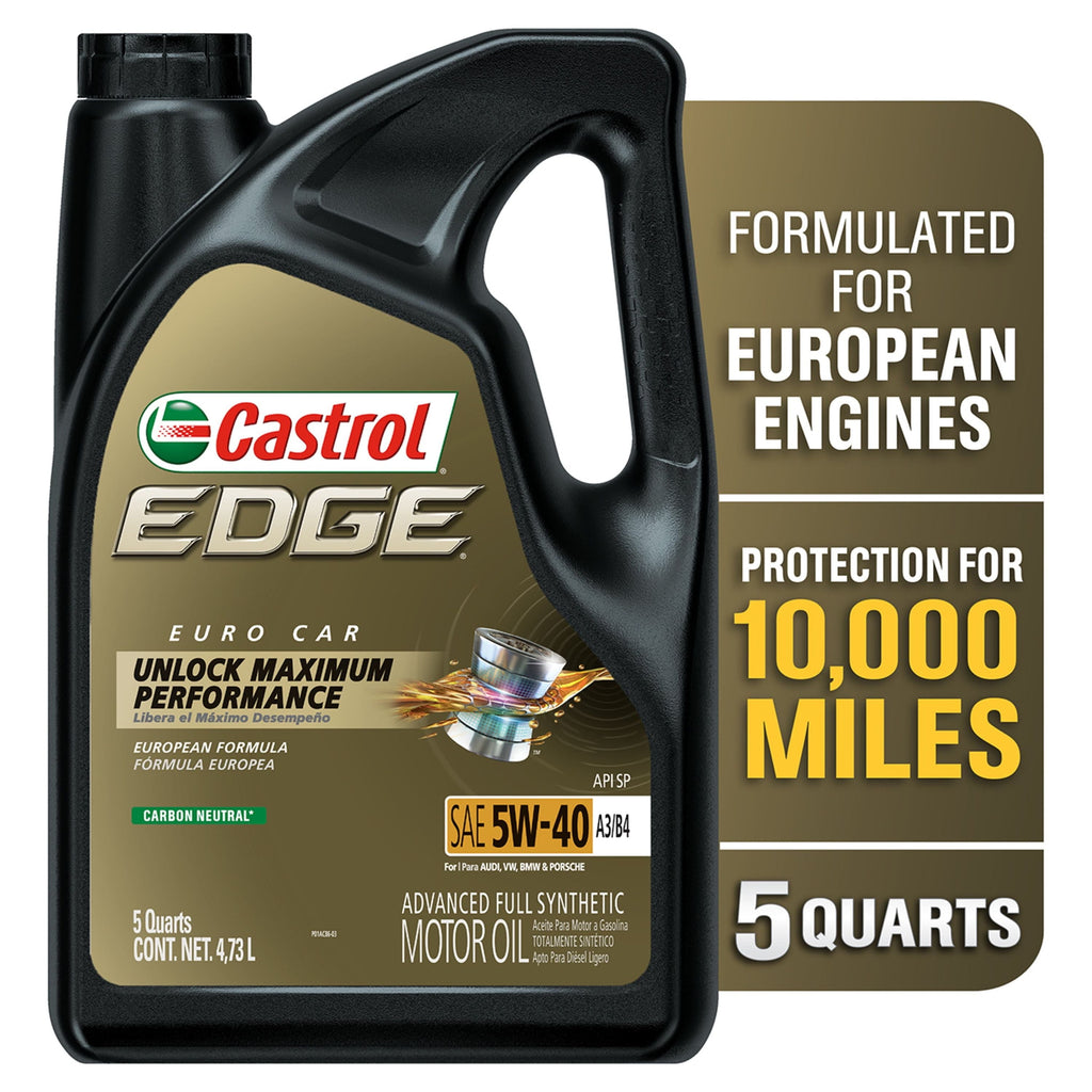 Castrol EDGE Euro 5W-40 A3/B4 Advanced Full Synthetic Motor Oil, 5 Quarts