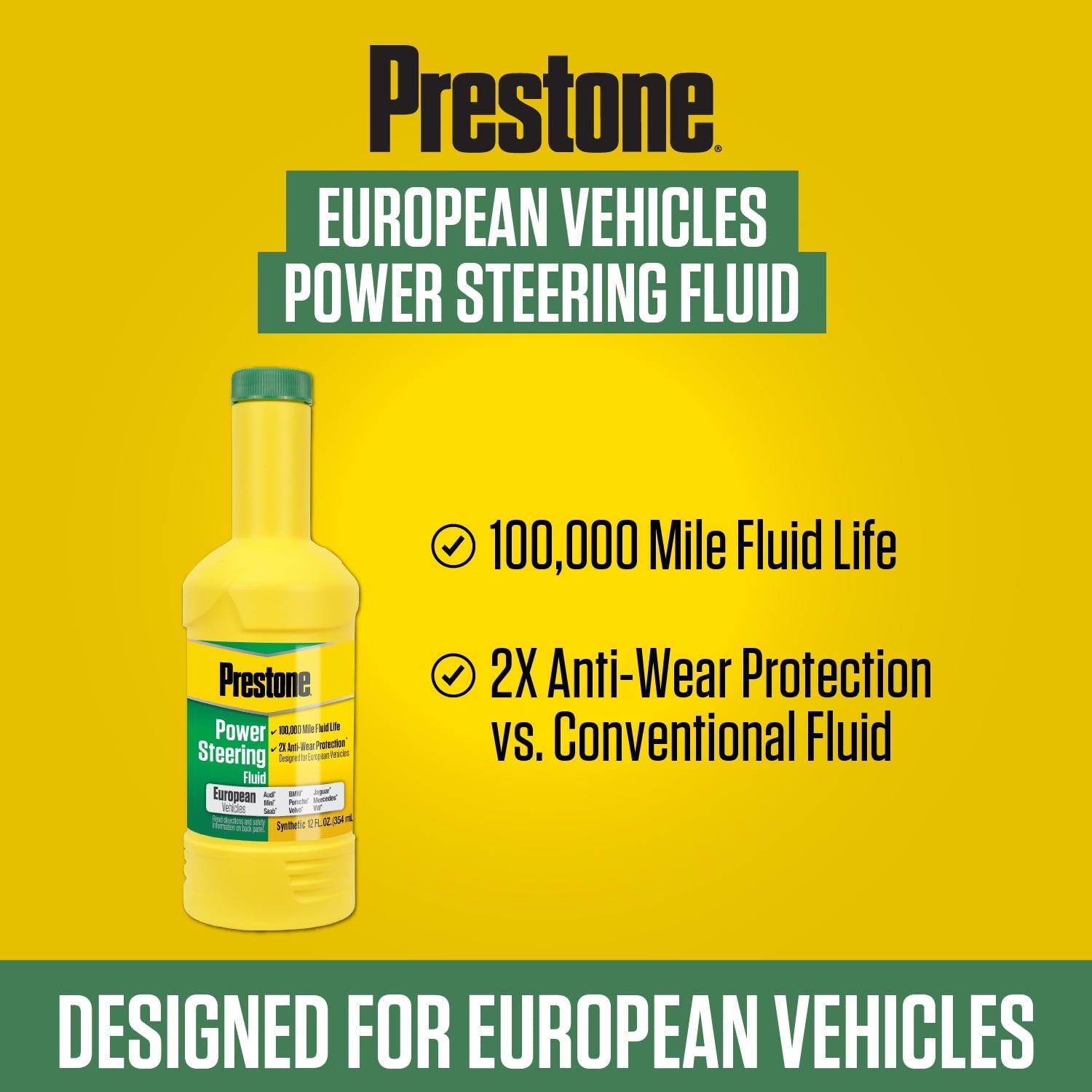 Prestone Full Synthetic Power Steering Fluid for Asian Vehicles, 12 fl oz
