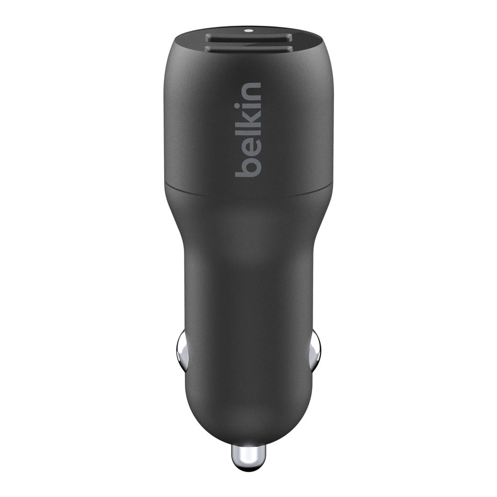 Belkin BOOSTCHARGE 24W Dual-Port USB-A Car Charger + USB C to USB-A Cable, 5ft
