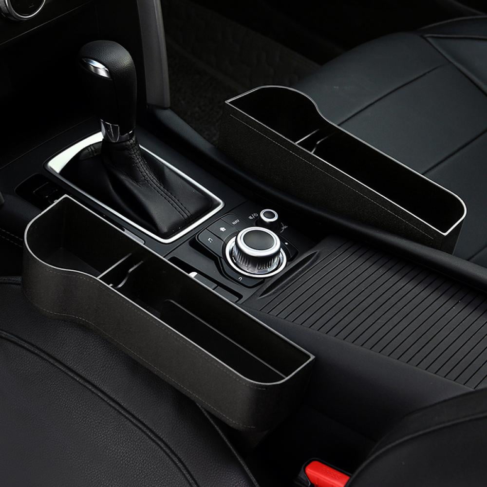 Car Seat Gap Filler,  Leather Car Seat Organizer with Cup Holder, Console Side Pocket Car Seat Storage Box