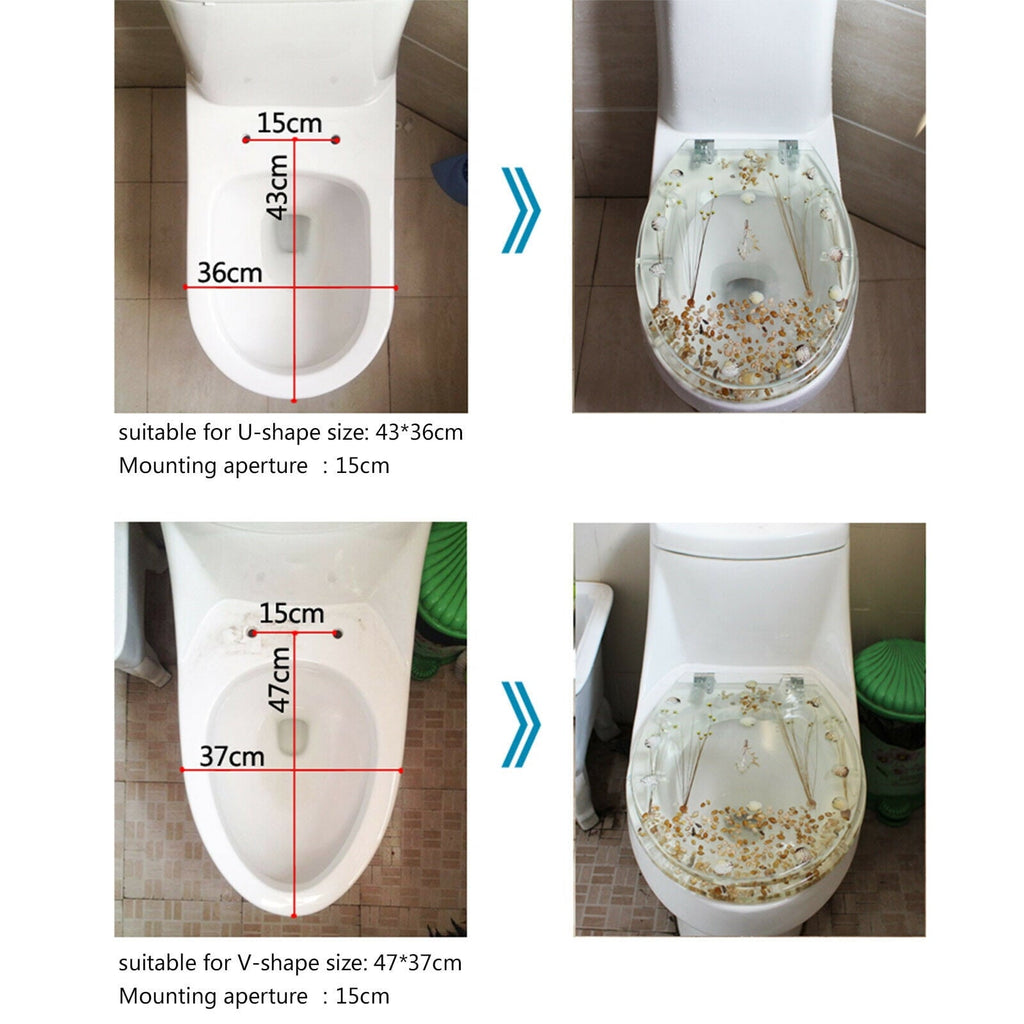 OUKANING Transparent Resin Toilet Seat Shell Decoration Home Bathroom Toilet Durable