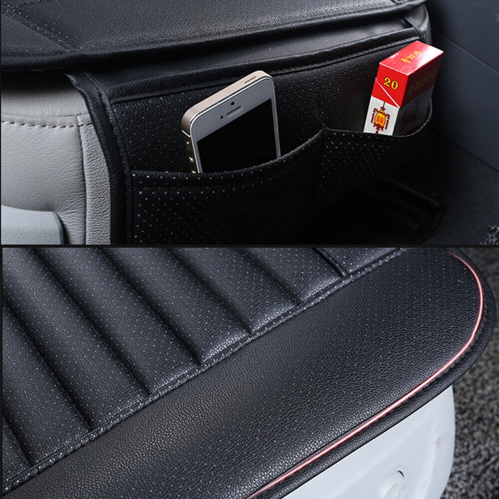 Evargc Black Car Front Full Surround Seat Cover Breathable PU Leather Pad Mat Chair