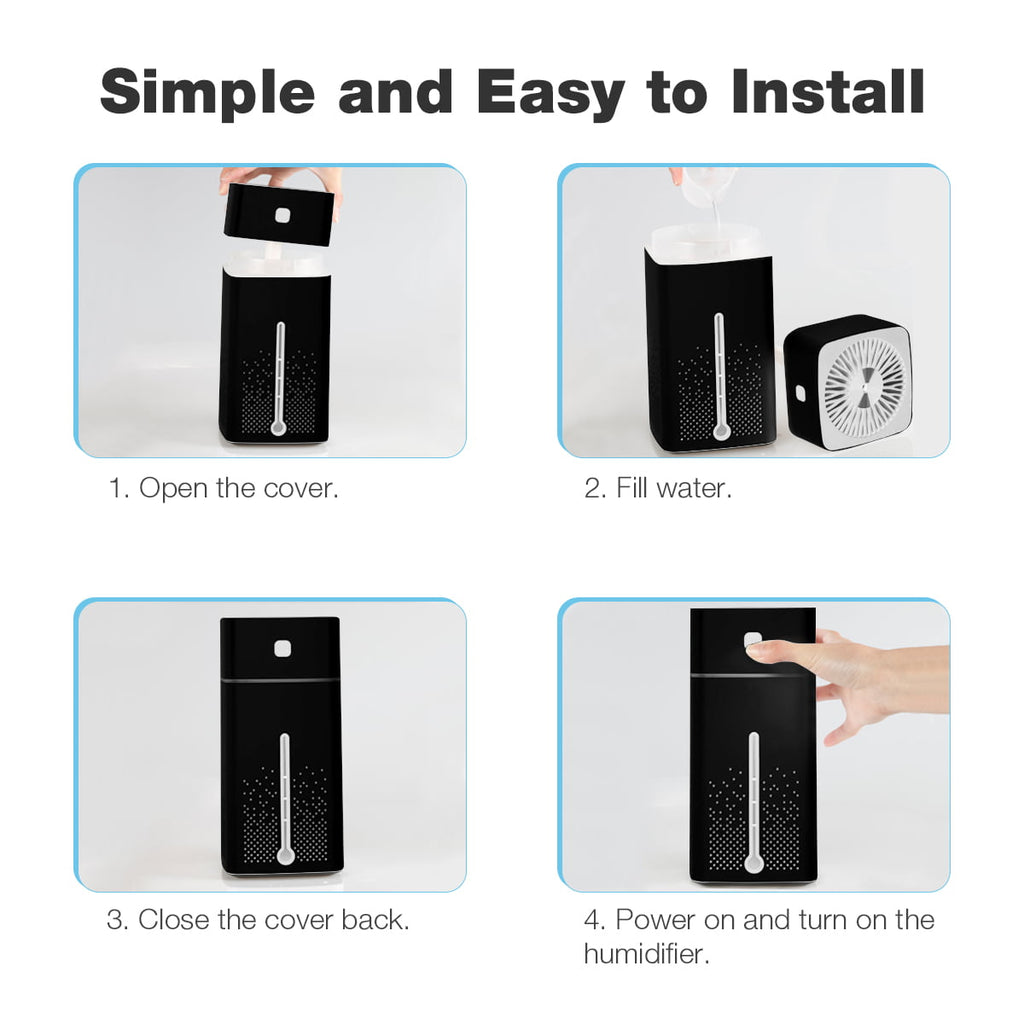 Portable 1000ML Air Humidifier USB Changing Cool Mist Diffuser for Home Car with 7 Color LED Light