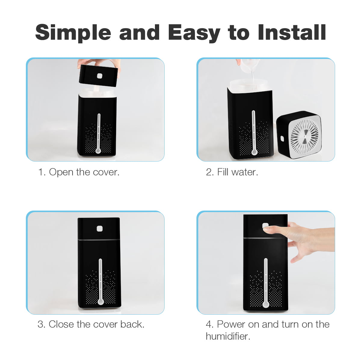 Portable 1000ML Air Humidifier USB Changing Cool Mist Diffuser for Home Car with 7 Color LED Light