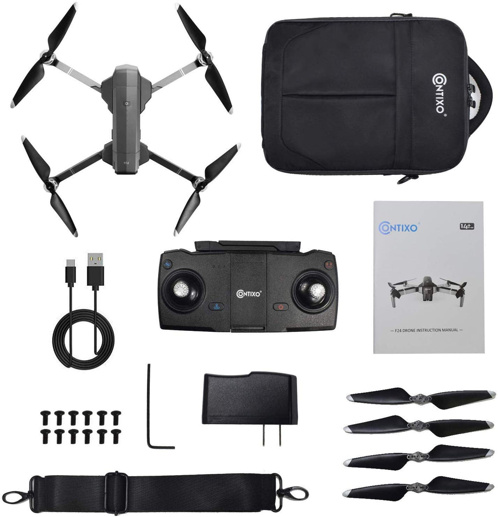 Contixo F24 Pro Drone with 4K UHD Camera for Adults, RC Quadcopter GPS FPV Camera Compatible with VR, 30 Minutes Flight Time, Foldable Brushless Motors, Follow Me, Waypoint with Carrying Case