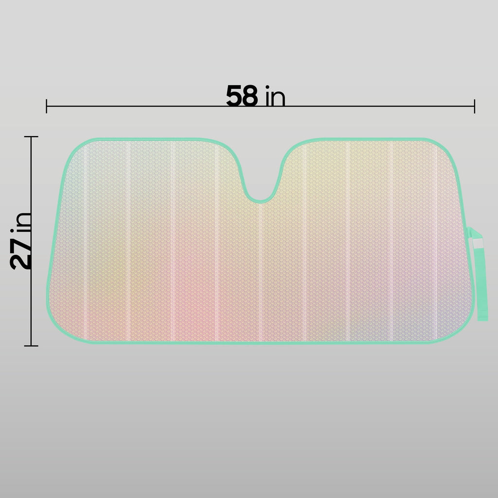 Iridescent Matte White Front Windshield Sunshade-Accordion Folding Shade-Blocks UV Rays- 58 x 27"in