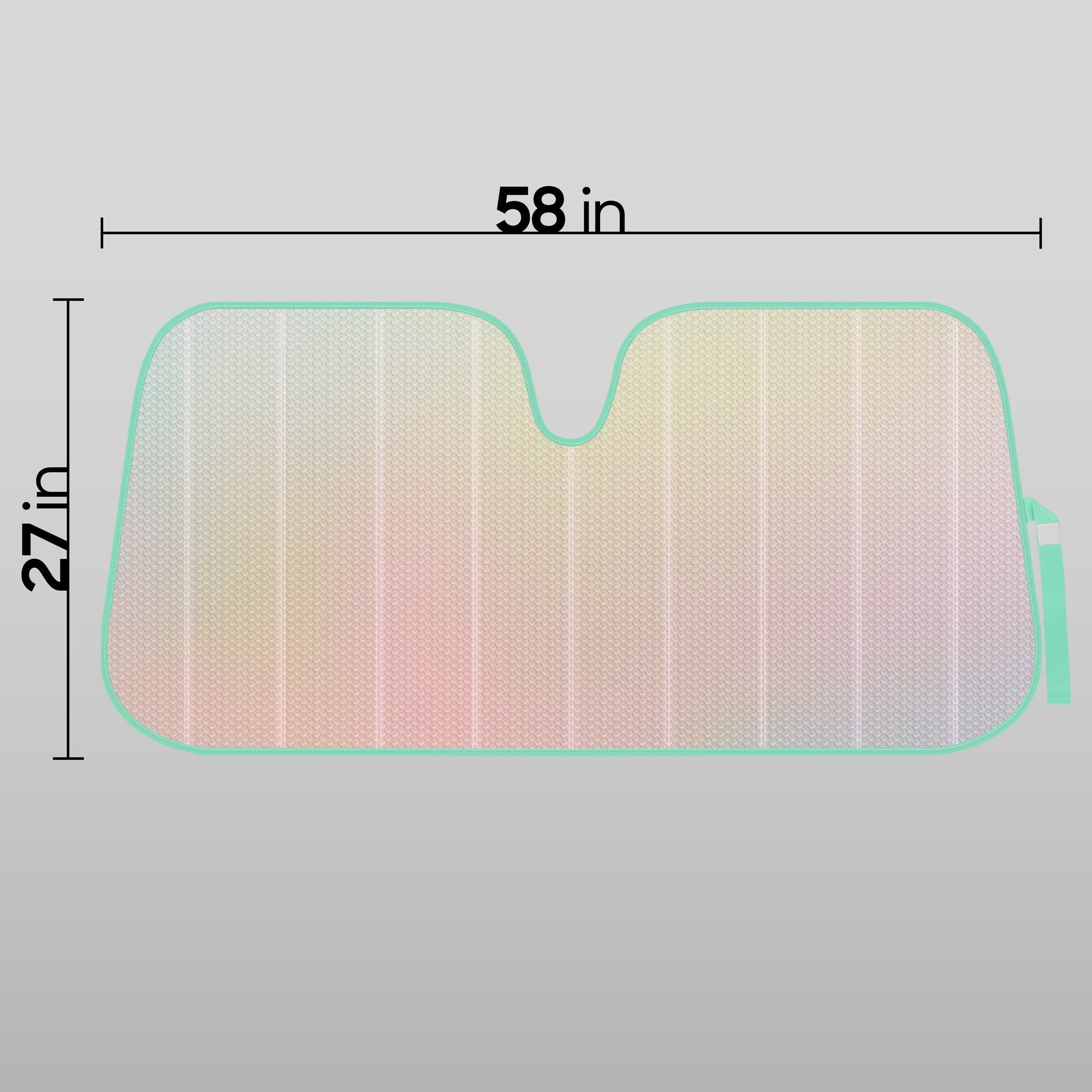 Iridescent Matte White Front Windshield Sunshade-Accordion Folding Shade-Blocks UV Rays- 58 x 27"in