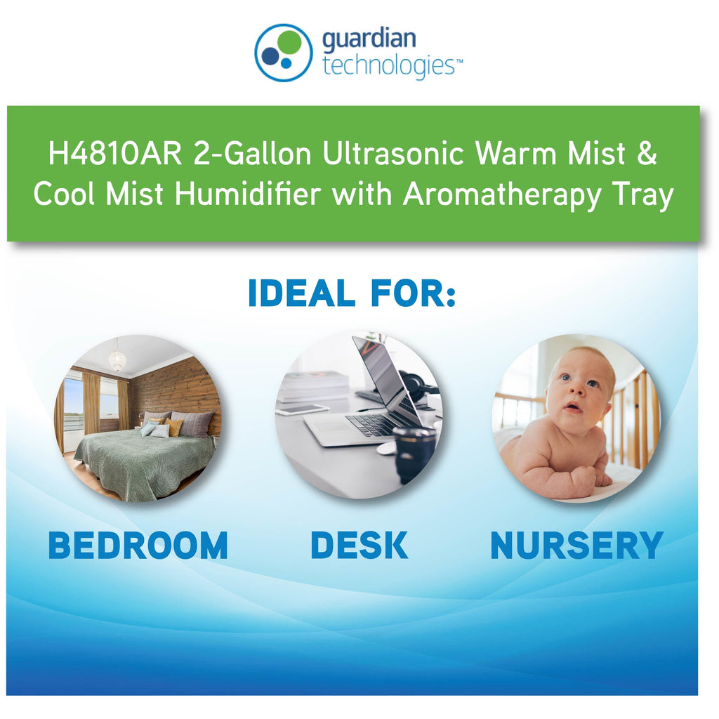 Pure Guardian 600 Sq. ft. 2-Gallon Warm and Cool Mist Ultrasonic Humidifier, H4810AR