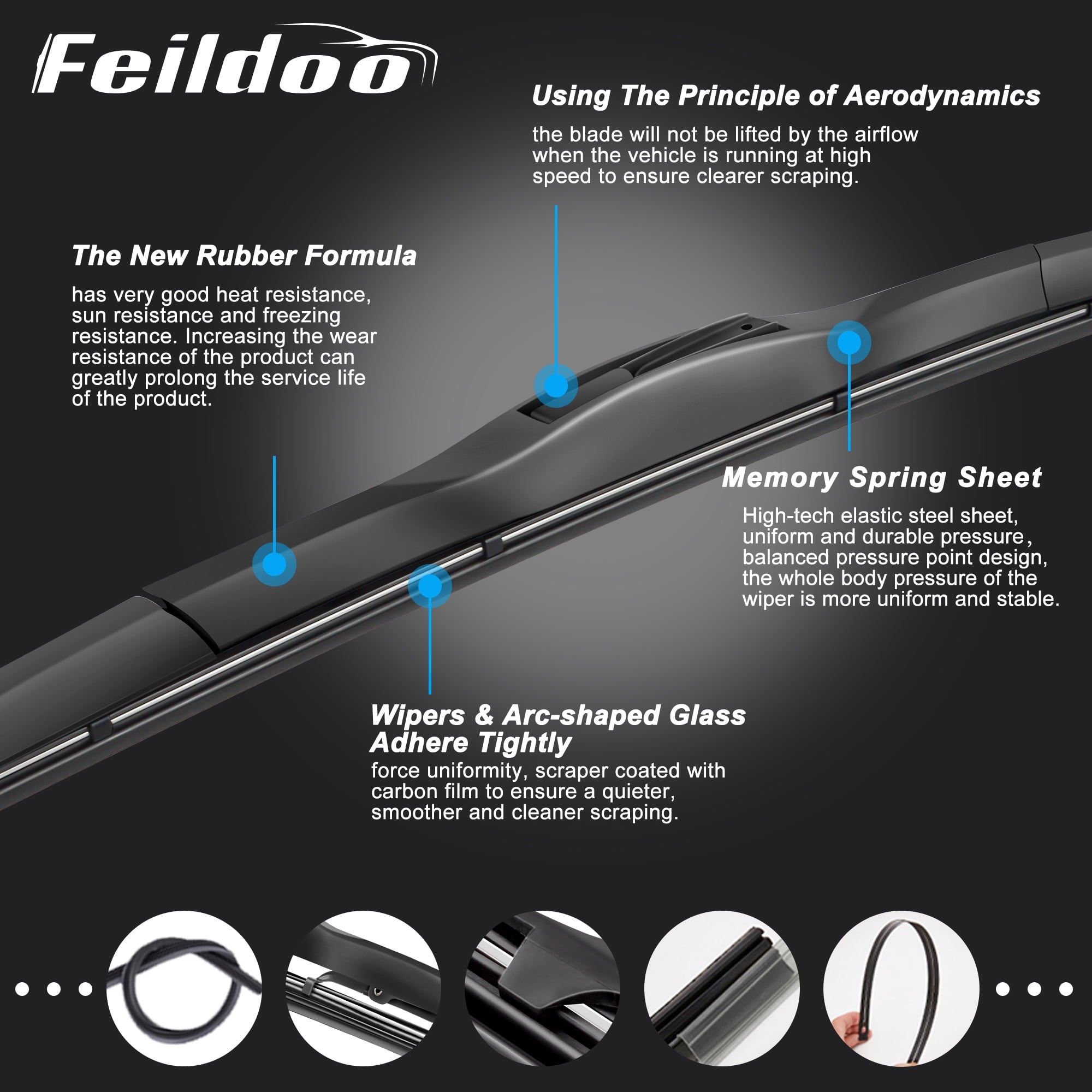 Feildoo 26"&16" Wiper Blades Fit For Hyundai Genesis 2015 26"+16" Front Windshield Wiper, Driver and Passenger, J U HOOK, Set of 2