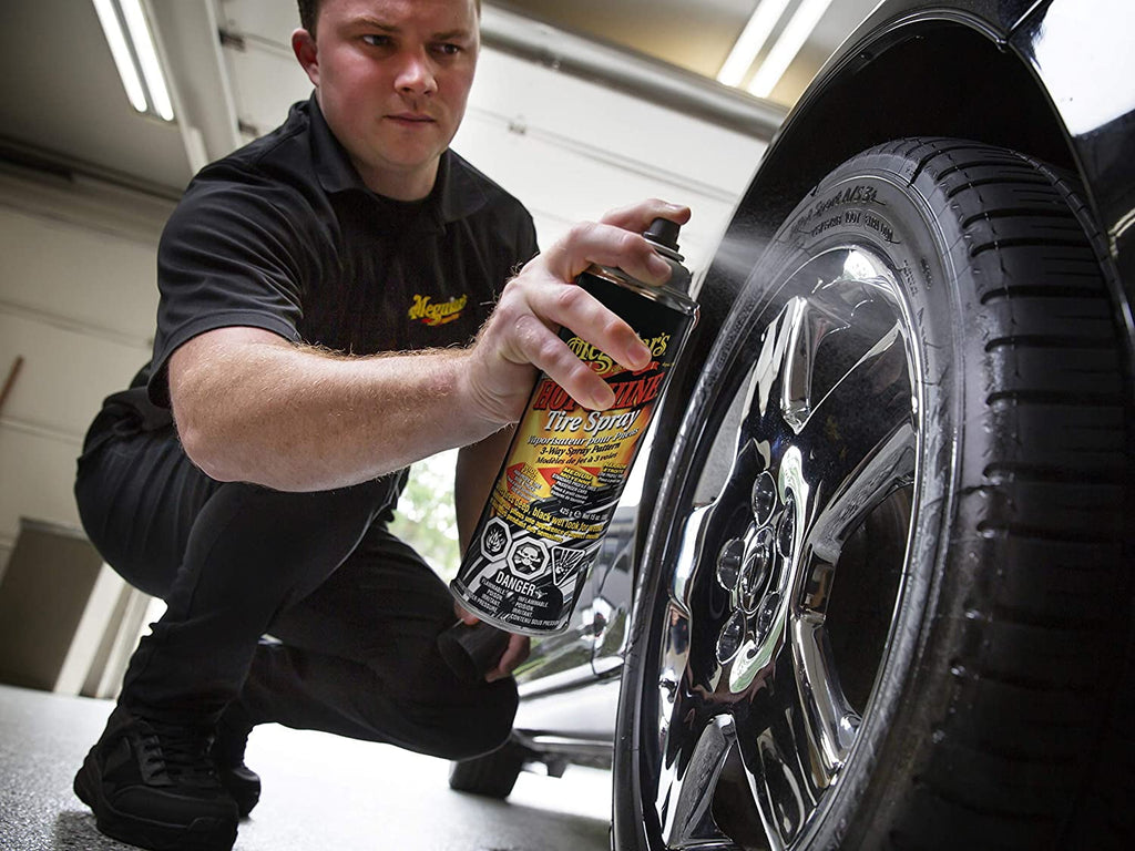 MEGUIAR’S Hot Shine High Gloss Tire Coating, Tire Protectant for Long-lasting Satin Finish, Prevents Tire to Dry Rot, 15 oz, 3 Pack