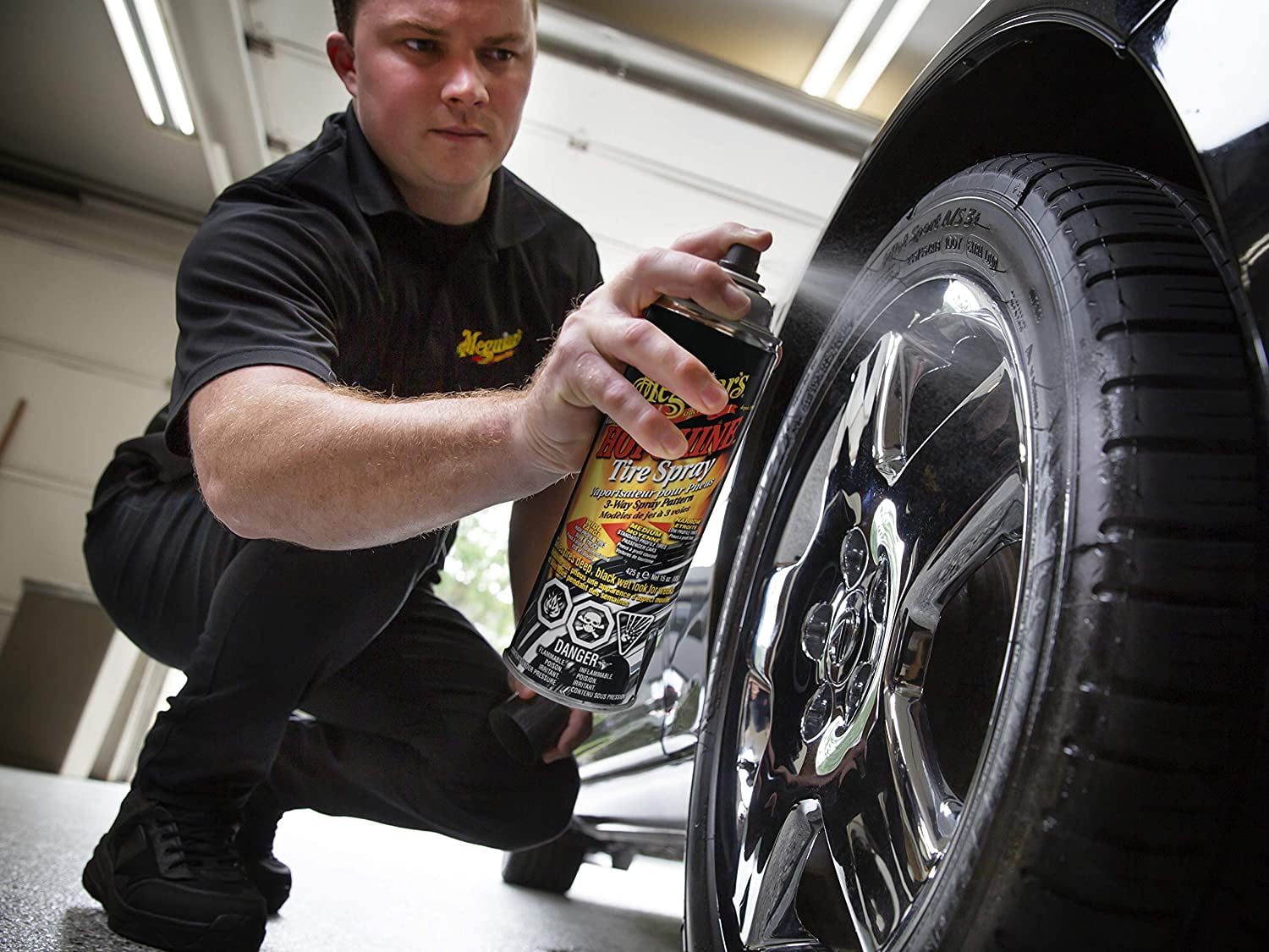 MEGUIAR’S Hot Shine High Gloss Tire Coating, Tire Protectant for Long-lasting Satin Finish, Prevents Tire to Dry Rot, 15 oz, 3 Pack