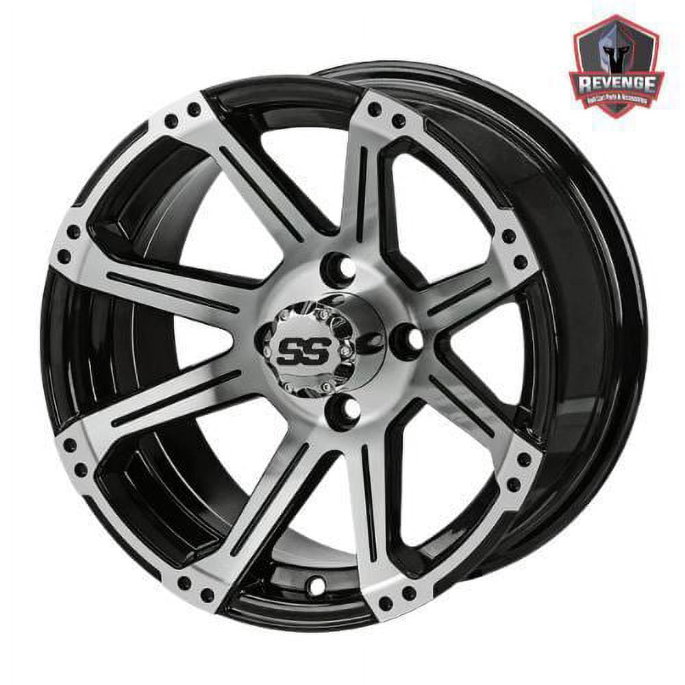 12" Rampage Machined Black Golf Cart Wheels and Tires Combo (215/40-12) Set of 4