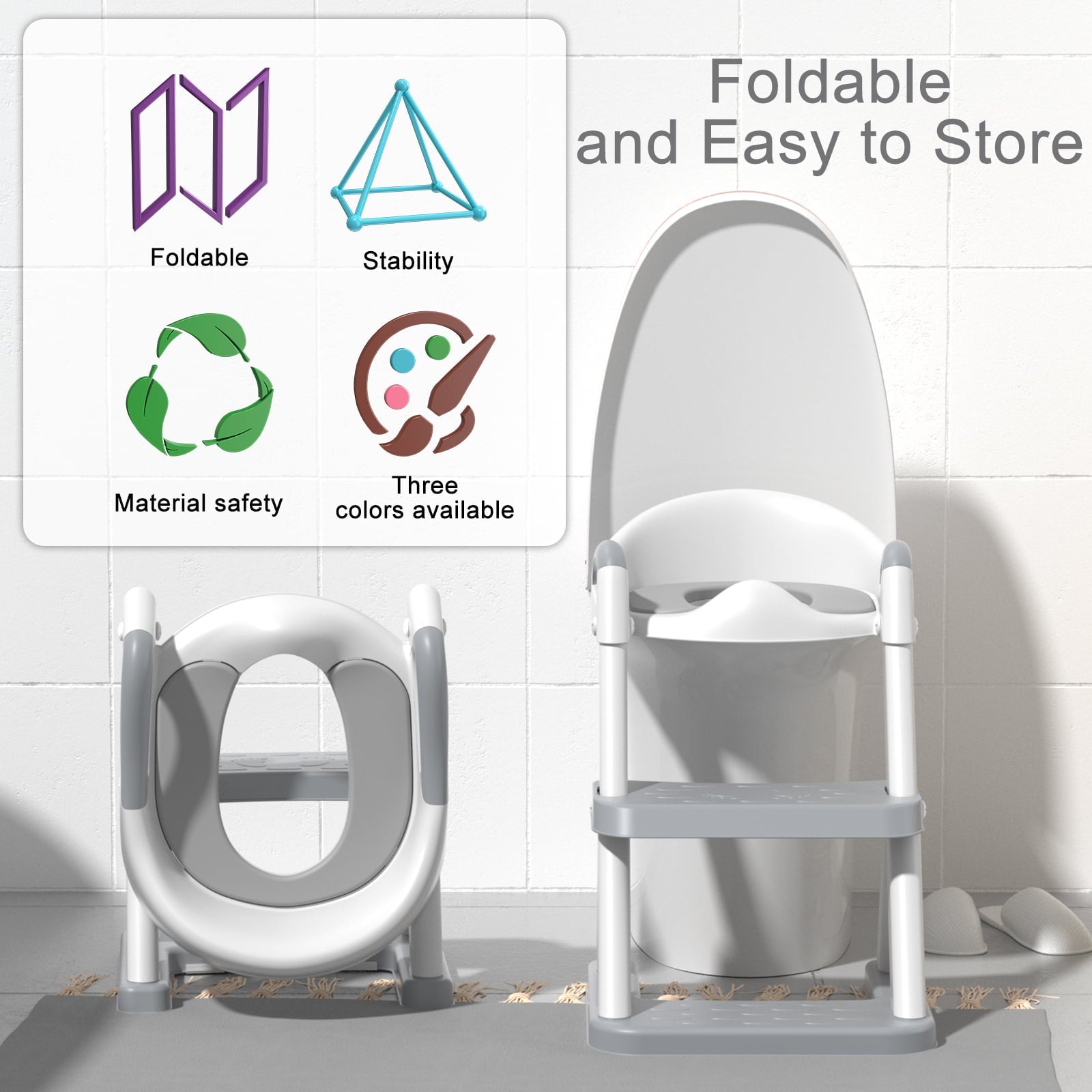 KORIMEFA Baby Potty Training Seat with Step Stool Ladder, Upgrade Toddler Potty Toilet Seat with Anti-Slip Pads Ladder for Kids Boys Girls