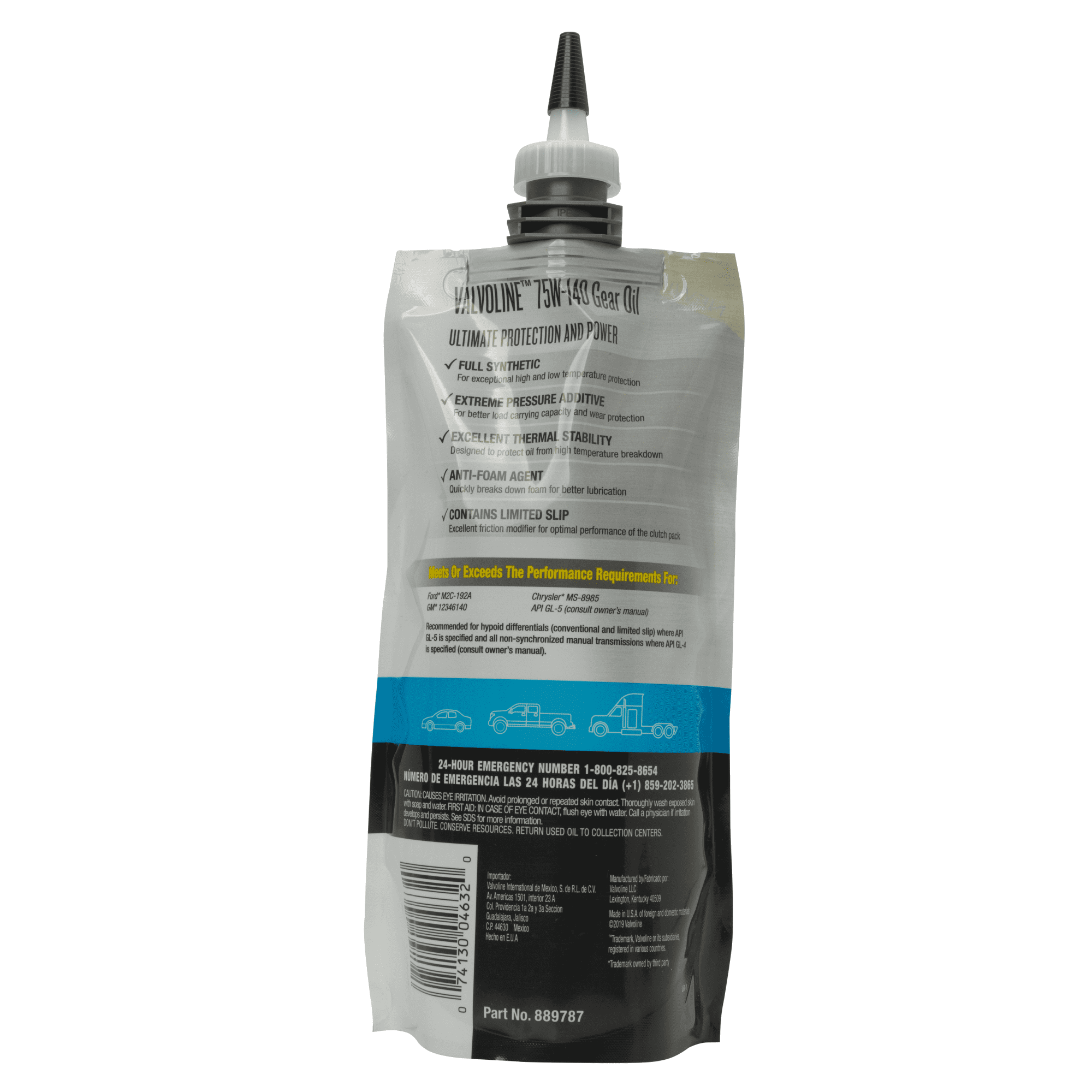 Valvoline Flex Fill SAE 75W-140 Full Synthetic Gear Oil 1 QT Squeeze Pouch