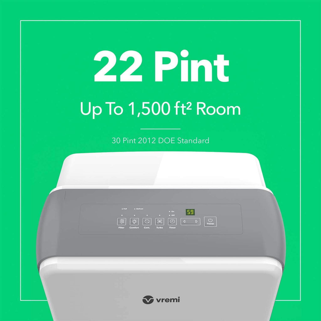 Vremi 22 Pint 1,500 Sq. Ft. Dehumidifier Energy Star Rated for Medium Spaces and Basements