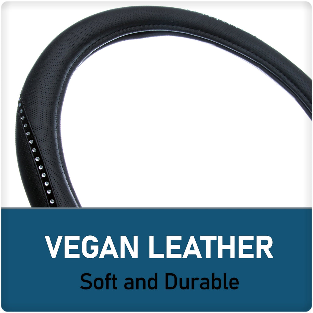 Custom Accessories Black Steering Wheel Cover with White Bling Accent