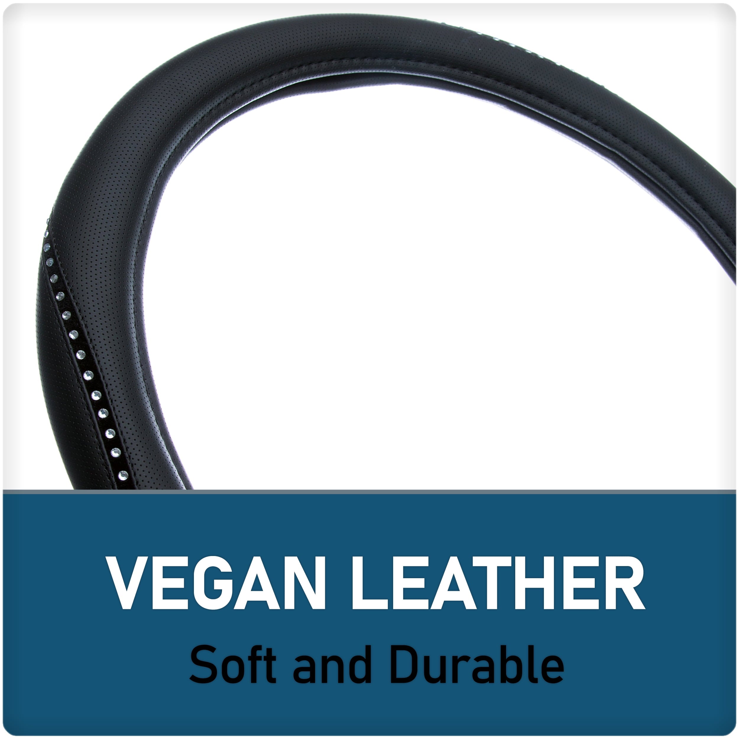 Custom Accessories Black Steering Wheel Cover with White Bling Accent