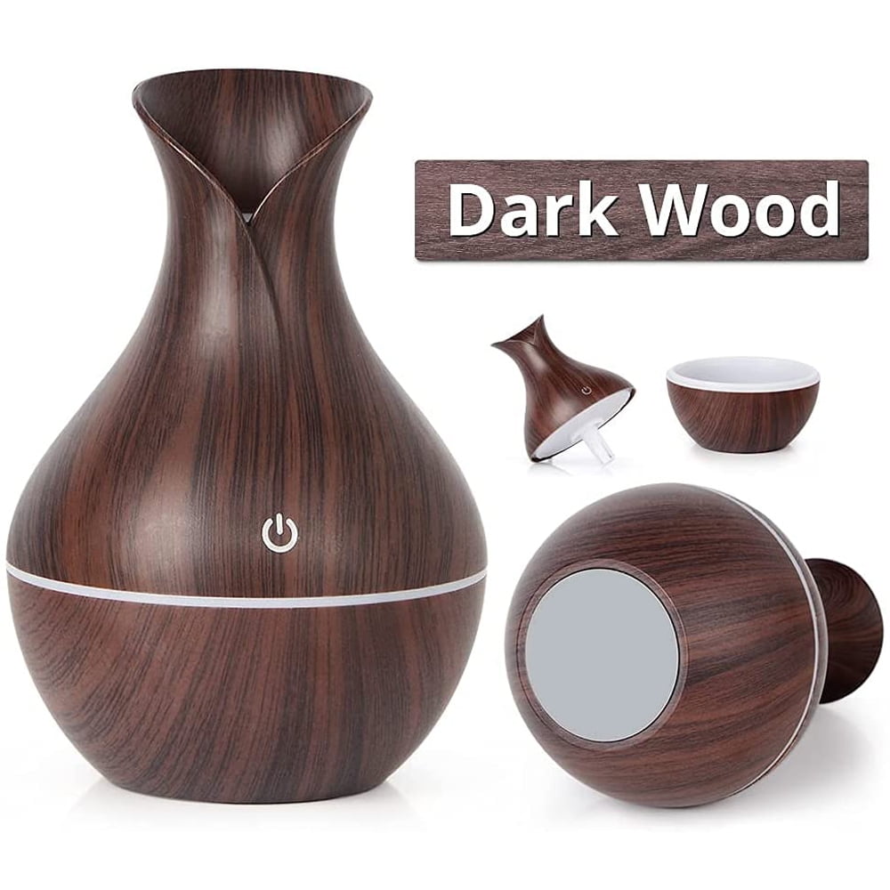 Wood Grain Vase Humidifier Creative Vase Wood Mini Mute Usb Air Humidifier Household Humidifier Bedroom For Home Office (Dark Wood Grain )