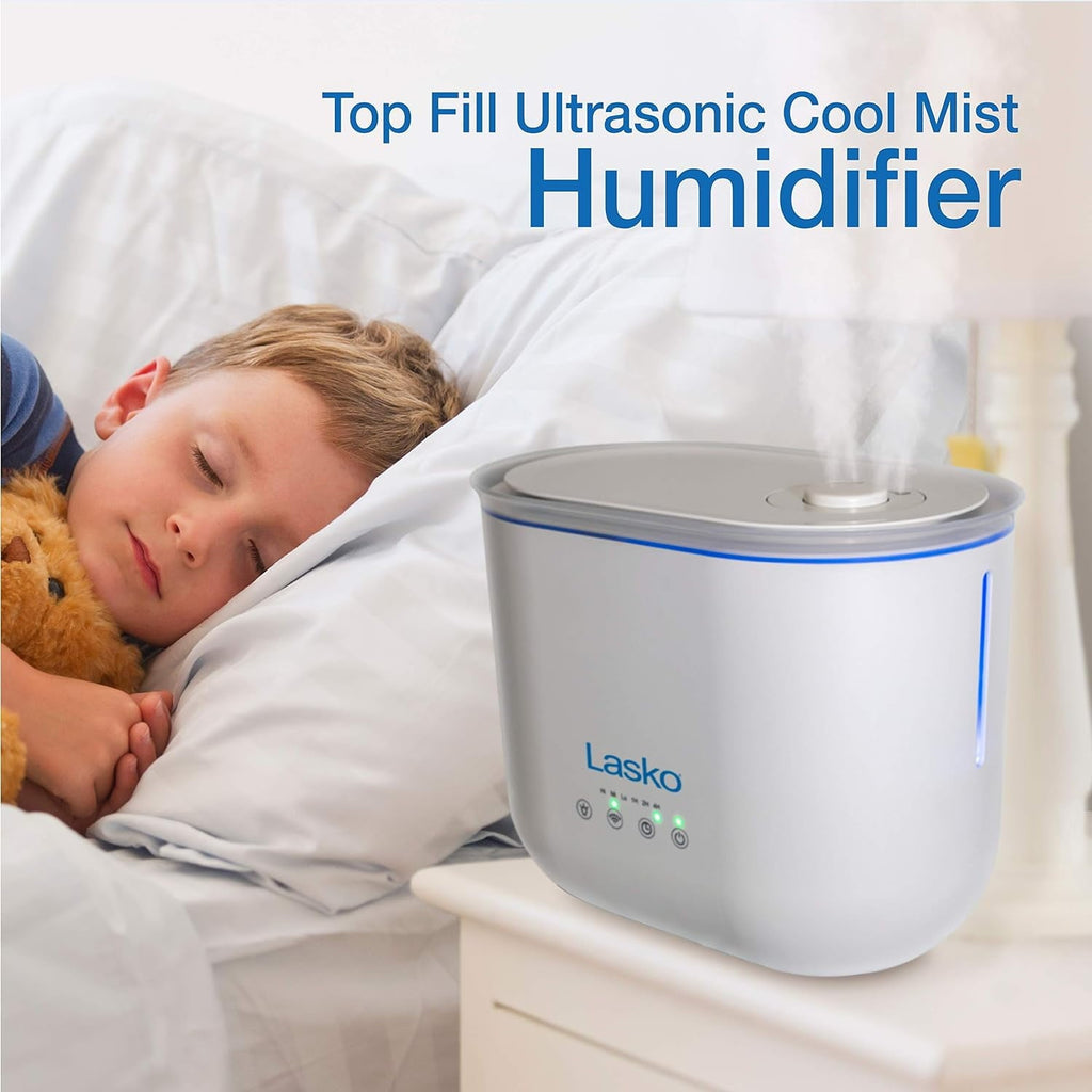 Lasko Top Fill Ultrasonic Cool Mist Humidifier with Timer, UH250, White