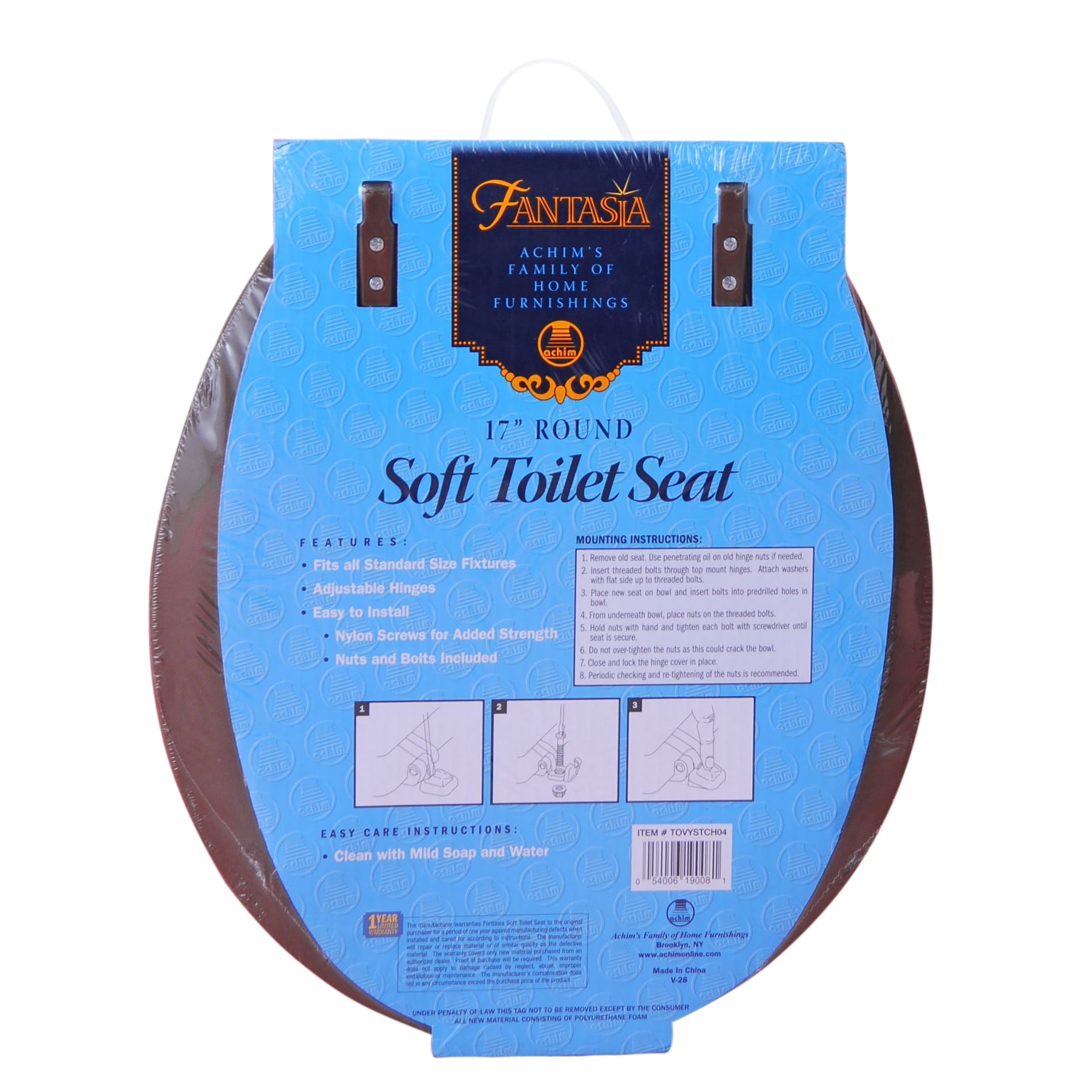 Achim Fantasia 17" Soft Standard Vinyl Toilet Seat, Standard, Chocolate