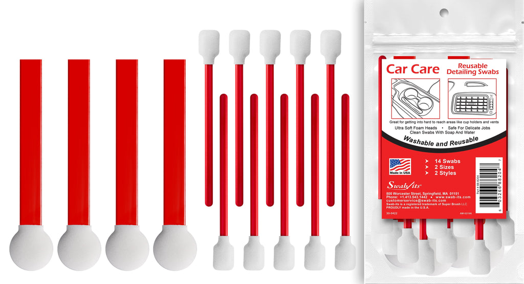 Swab-its Car Care Detailing, 14 Washable and Reusable Foam Cleaning Swabs