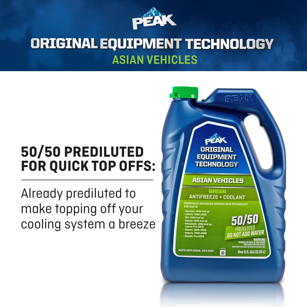 PEAK® ORIGINAL EQUIPMENT TECHNOLOGY Antifreeze + Coolant For Asian Vehicles - Green