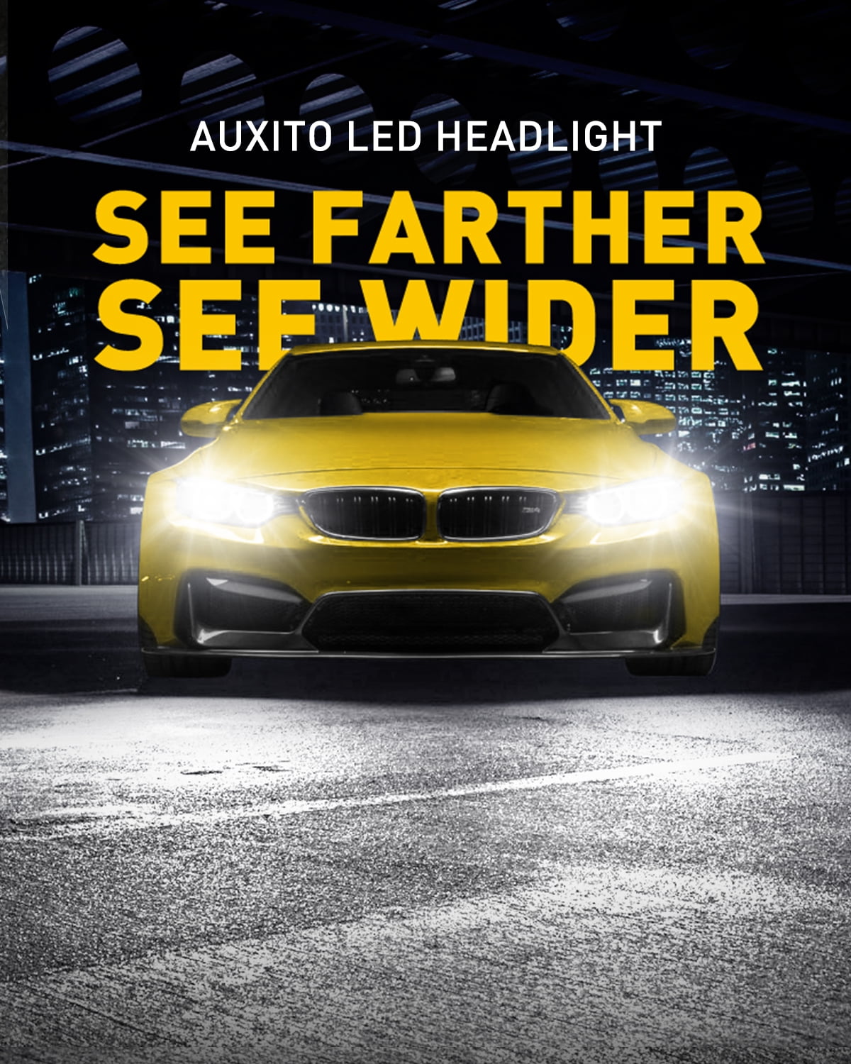 AUXITO 9005 LED Headlight Bulbs 12000LM Per Set 6500K Xenon White HB3 Wireless 9005 Headlight Bulbs, Pack of 2