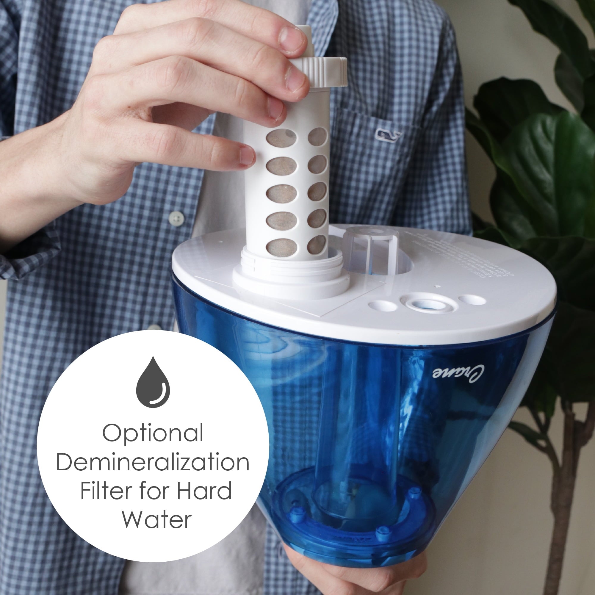 Crane Drop Ultrasonic Cool Mist Humidifier, 1.0 Gallon, 24 Hour Run Time, Whisper Quiet, 500 Sq. Ft. Coverage, Blue/White