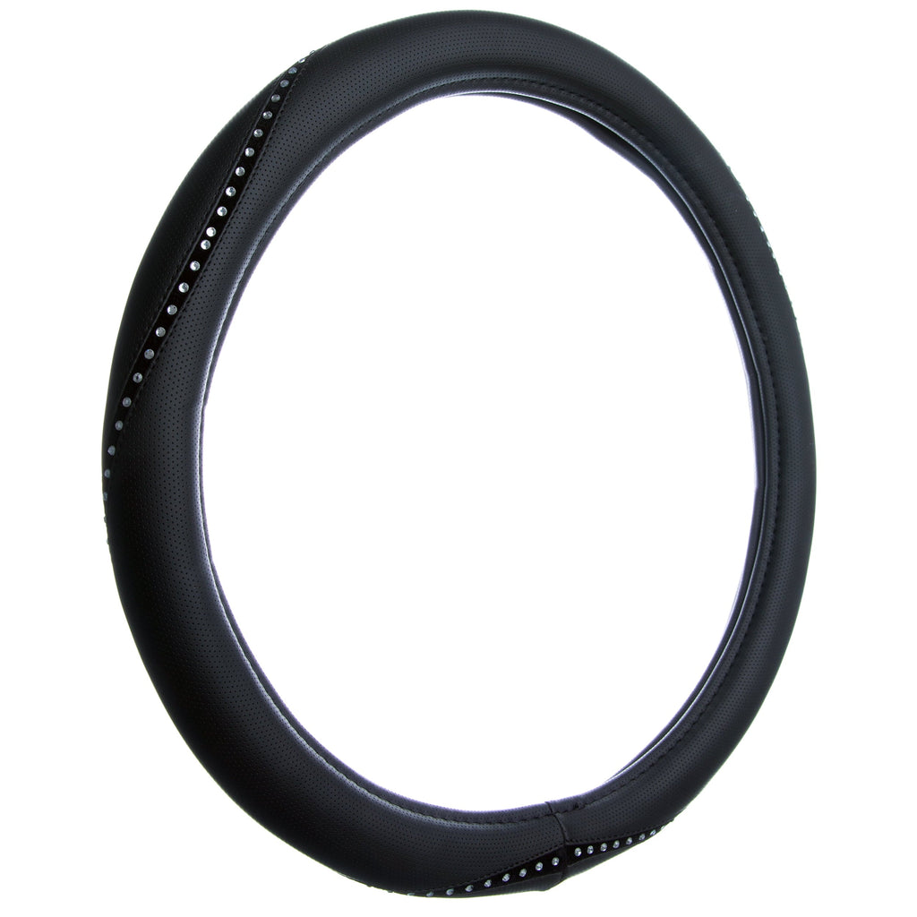Custom Accessories Black Steering Wheel Cover with White Bling Accent