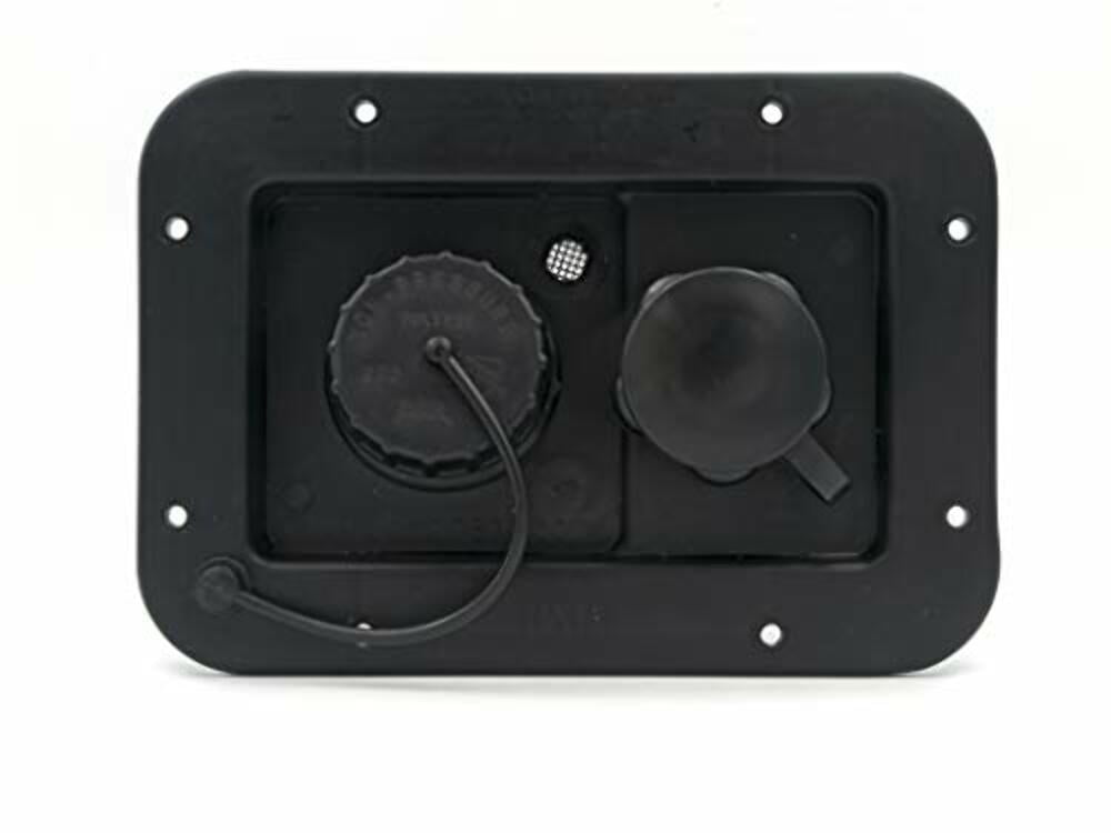 Thetford | B&B Molders RV 6" City/ Gravity Water Hatch with Plastic Check Valve, Black, 94223