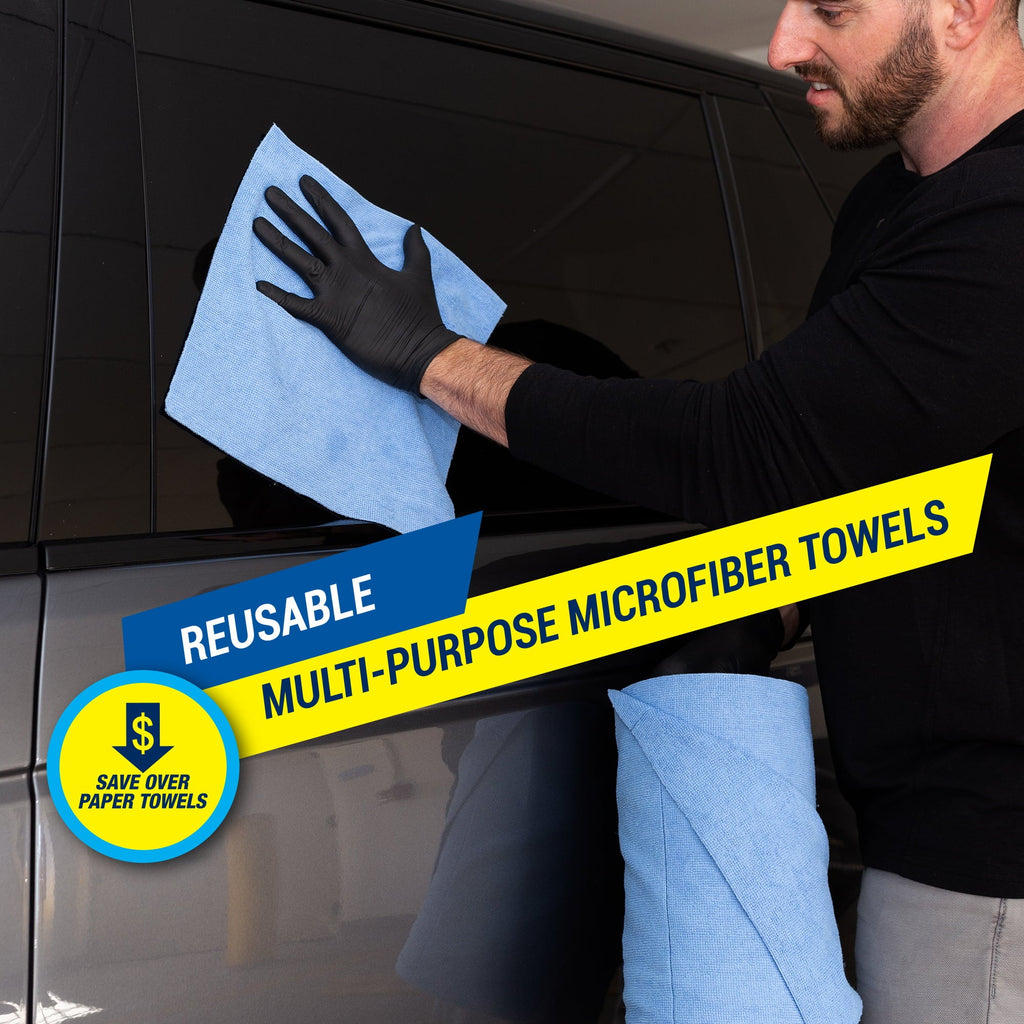Tear-N-Clean Commercial Grade Multi-Purpose Microfiber Towel Roll, 100 Pack, Blue