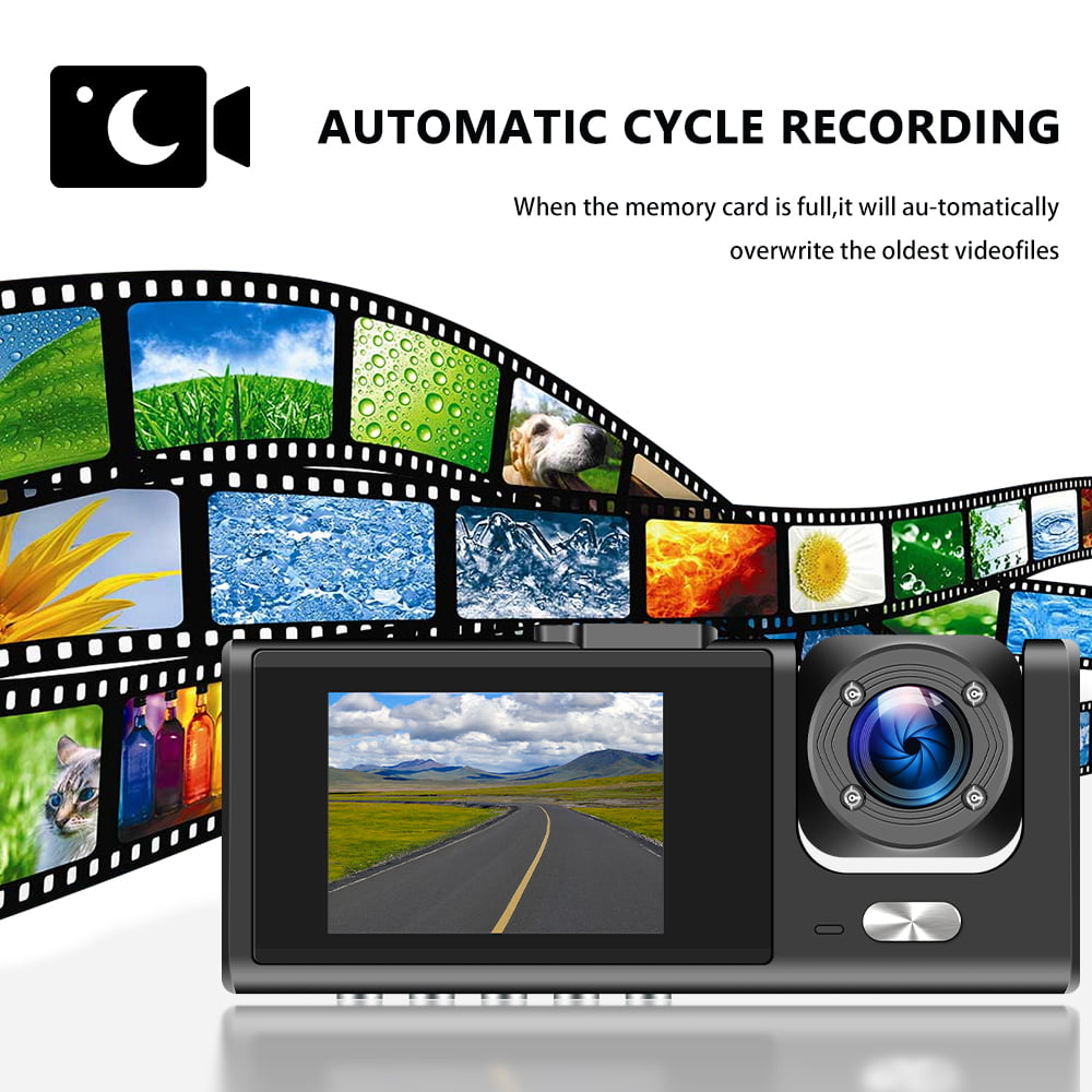 Podofo 2" Car Dual Camera Dash Cam Front and Backup 1080P Driving Recorder DVR 150° Wide Angle Night Vision Loop Recording