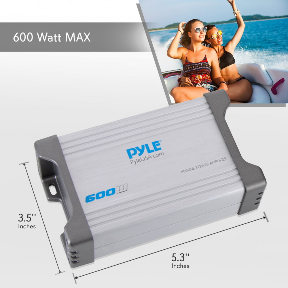 Pyle PLMRMP2A Waterproof 600 W 2 Channel Marine Power Audio Amplifier for Boats