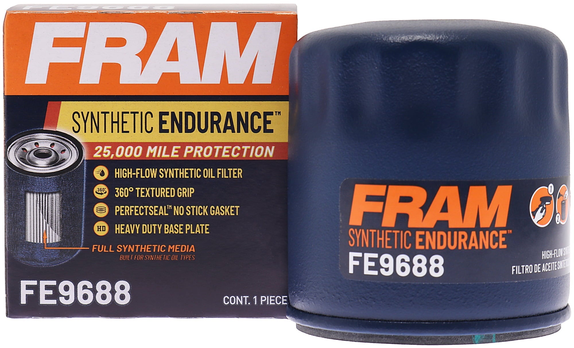 FRAM Synthetic Endurance FE9688, 25K mile Premium Spin-on Oil Filter for Synthetic Oils Fits select: 2012-2023 HYUNDAI ELANTRA, 1990-2019 HYUNDAI SONATA
